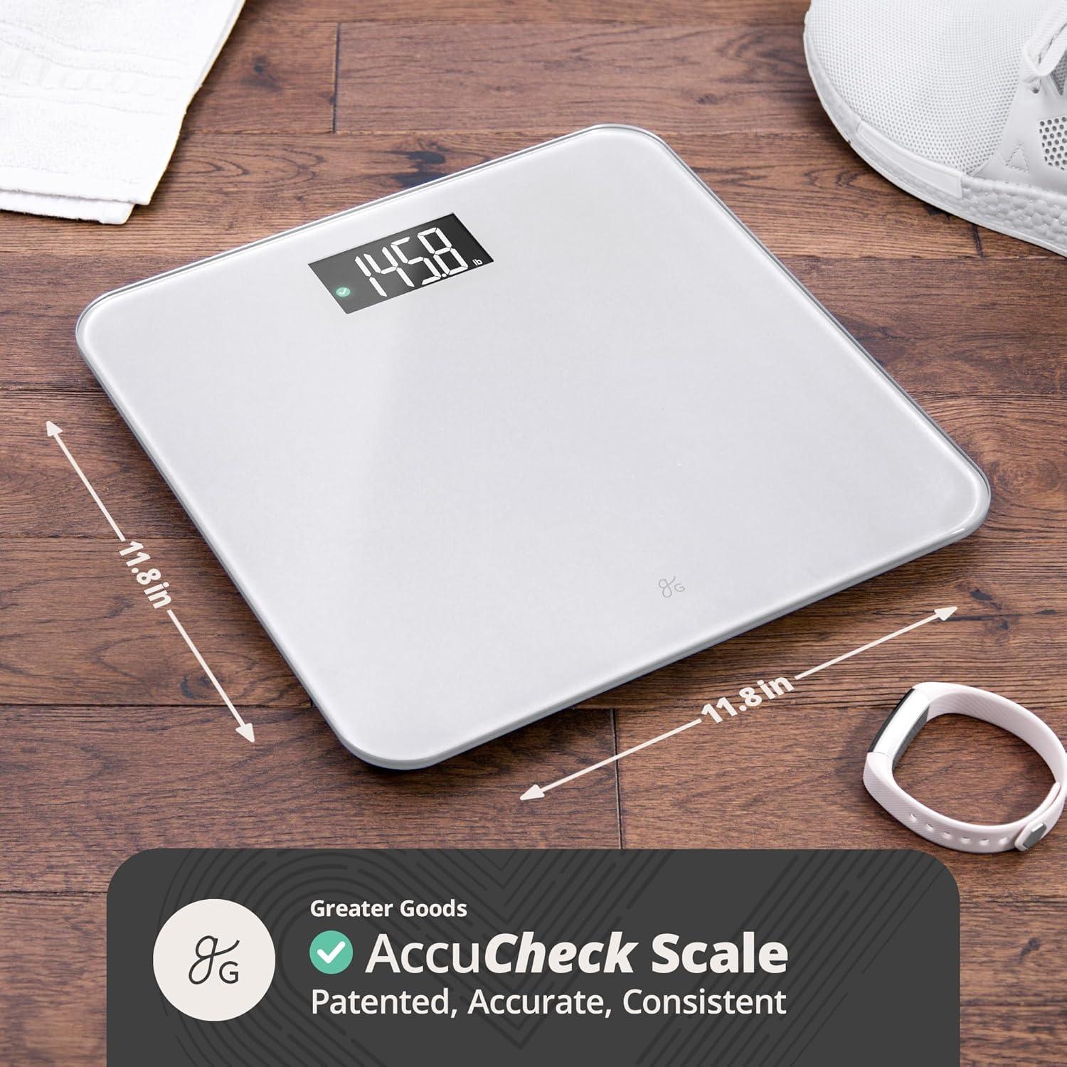 Greater Goods Digital AccuCheck Bathroom Scale, AAA Battery, 400 lbs (Ash Grey)