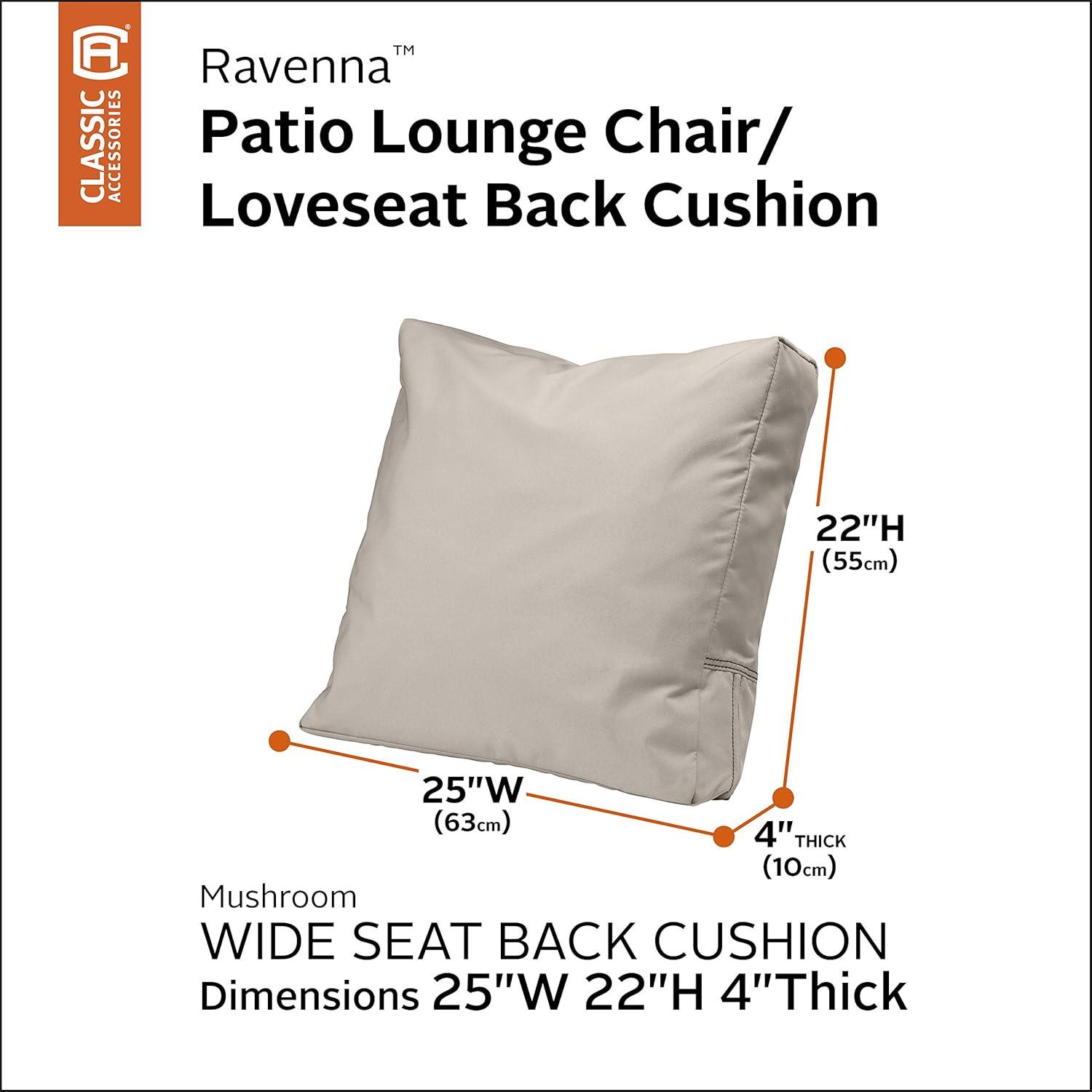 Classic Accessories 25" x 22" Ravenna Patio Chair/Loveseat Back Cushion with Zipper Water-Resistant