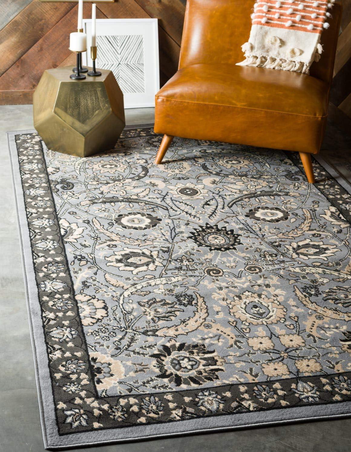 Unique Loom 4' 1 x 6' 1 Dark Gray Espahan Cape Cod Area Rug