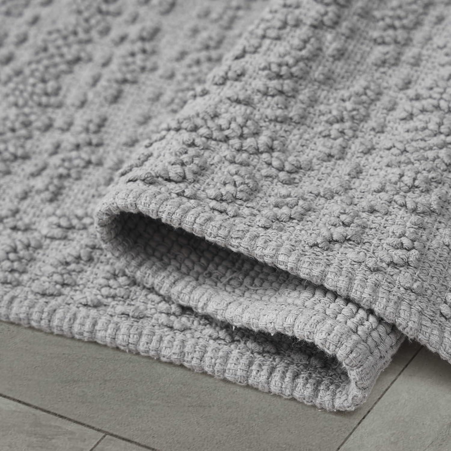 French Connection Nellore Bathroom Rugs, Woven and Beaded Bathroom Mats, Durable Bath Rugs, Thick Bath Mats for Bathroom and Shower Rugs, 17" x 28", Light Grey