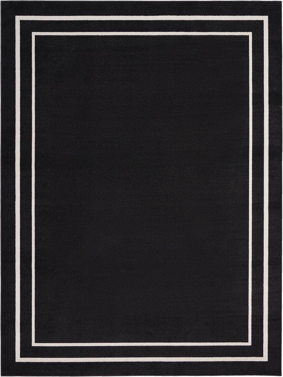 Nourison Essentials 9' x 12' Black Ivory Contemporary Indoor/Outdoor Rug