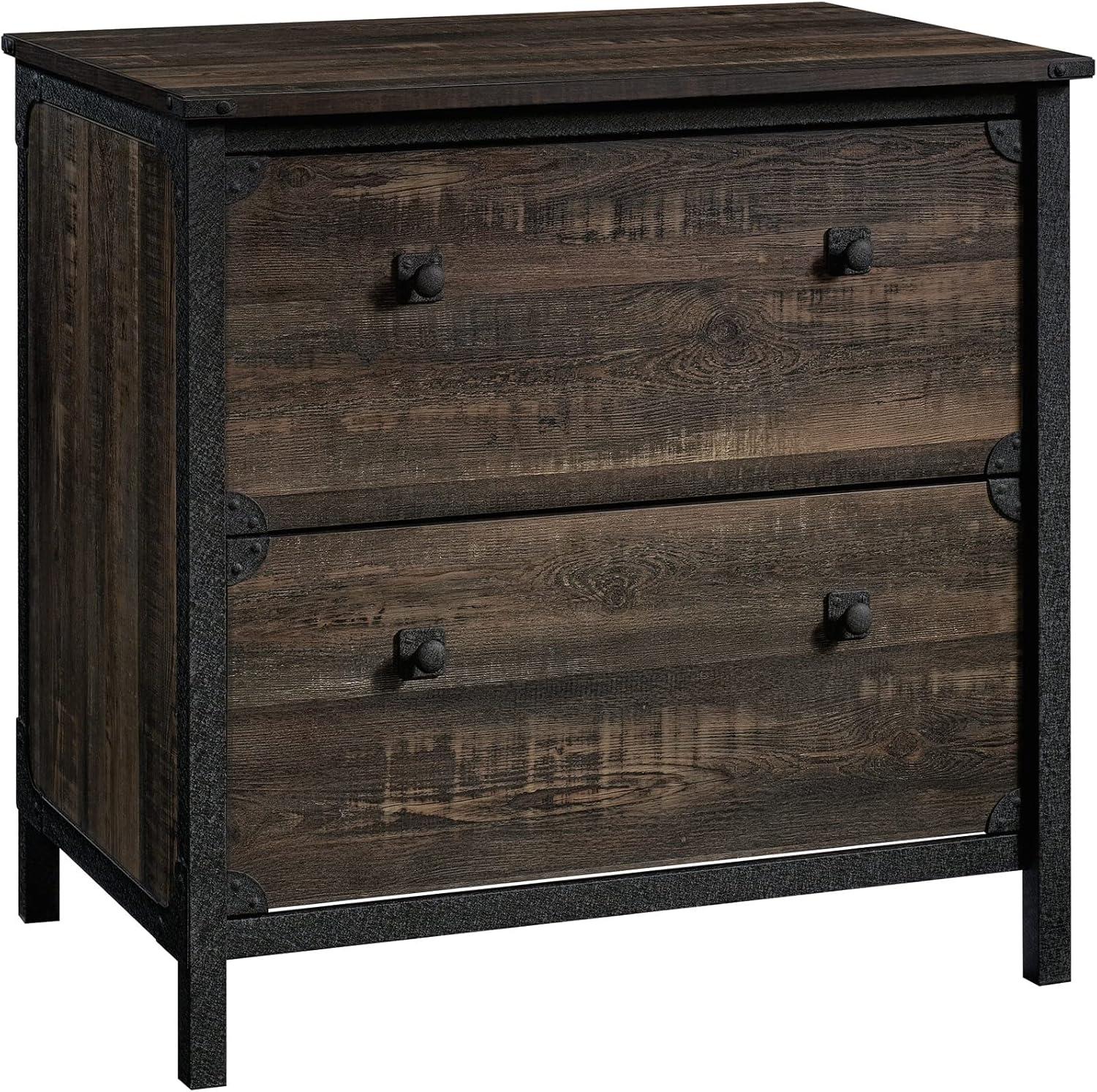 Carbon Oak 2-Drawer Industrial Lateral File Cabinet