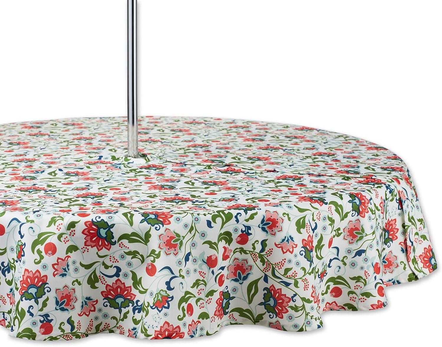 Design Imports  Garden Floral Print Outdoor Tablecloth With Zipper 60 Round