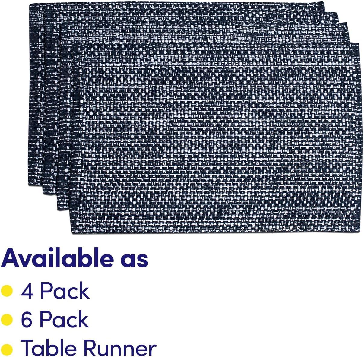 Sweet Home Collection Trends Two Tone 100% Cotton Woven Placemat (6 Pack), 13"x19", Navy