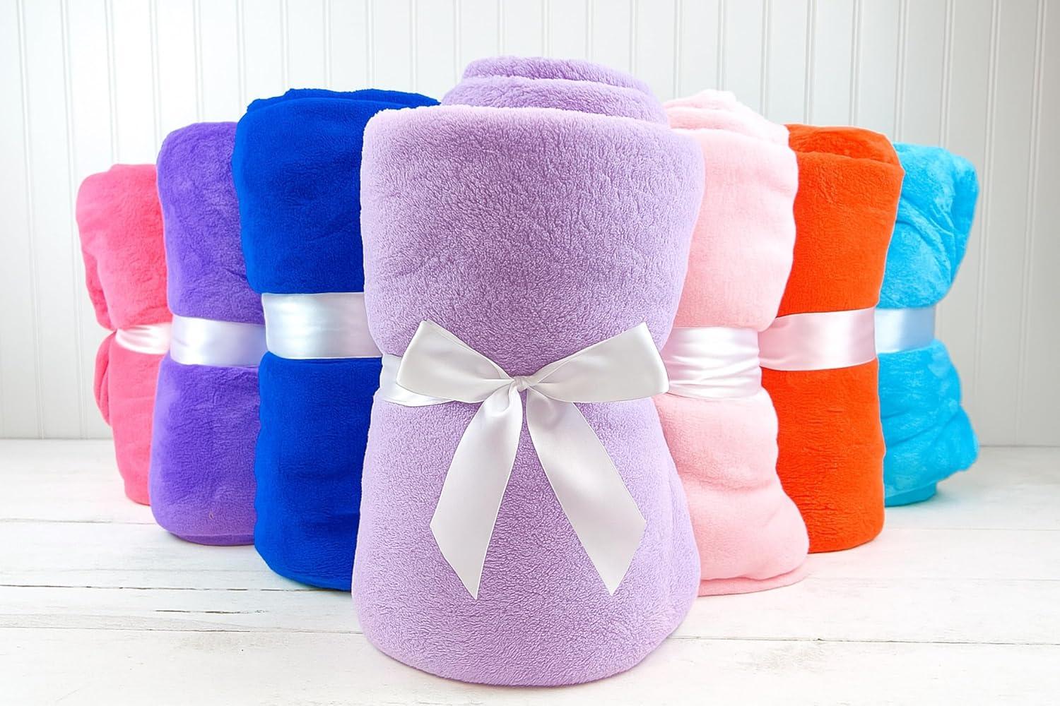 Threadart Super Soft Ultra Plush Fleece Throw Blankets 50"x60" | Fuzzy Soft Cozy Microfiber | Light Pink | 11 Colors available