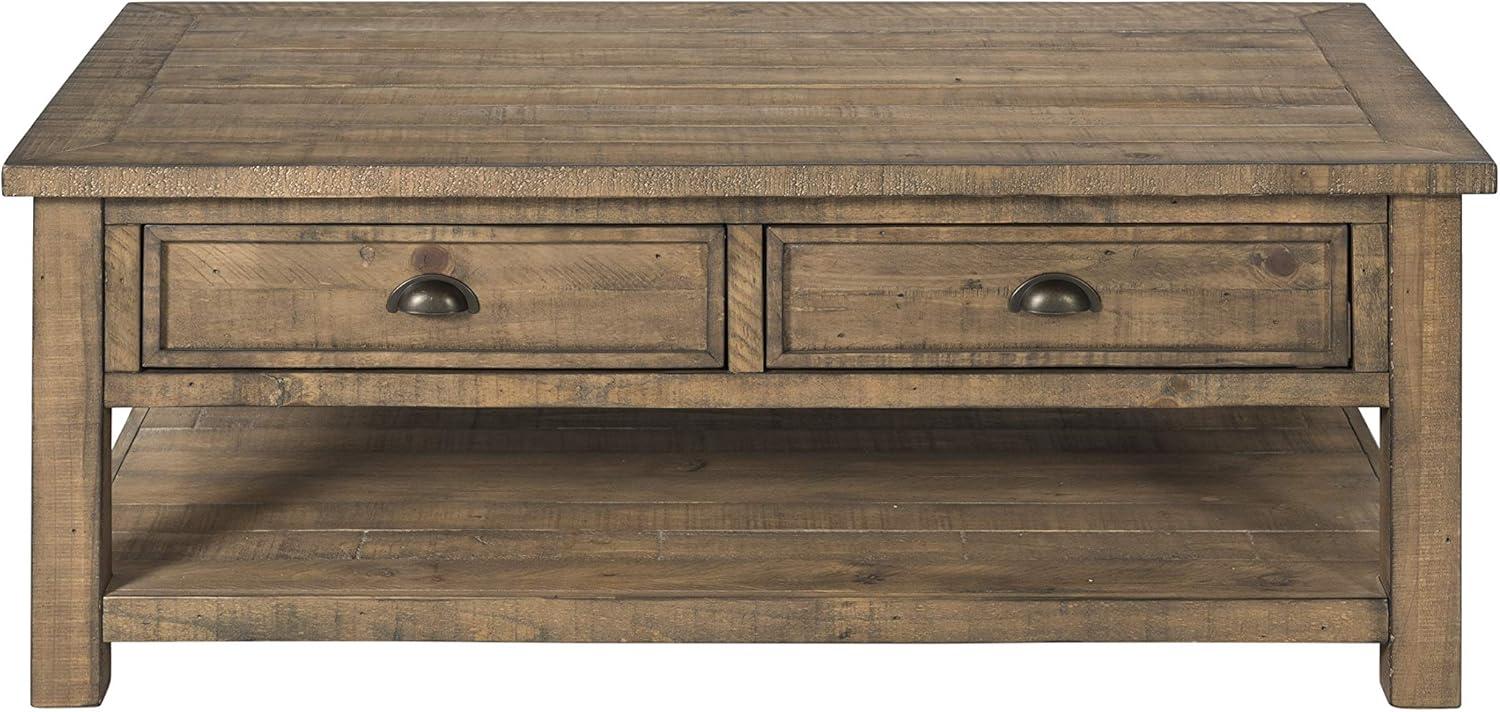 Coastal Style Rectangular Wooden Coffee Table with 2 Drawers, Brown- Saltoro Sherpi
