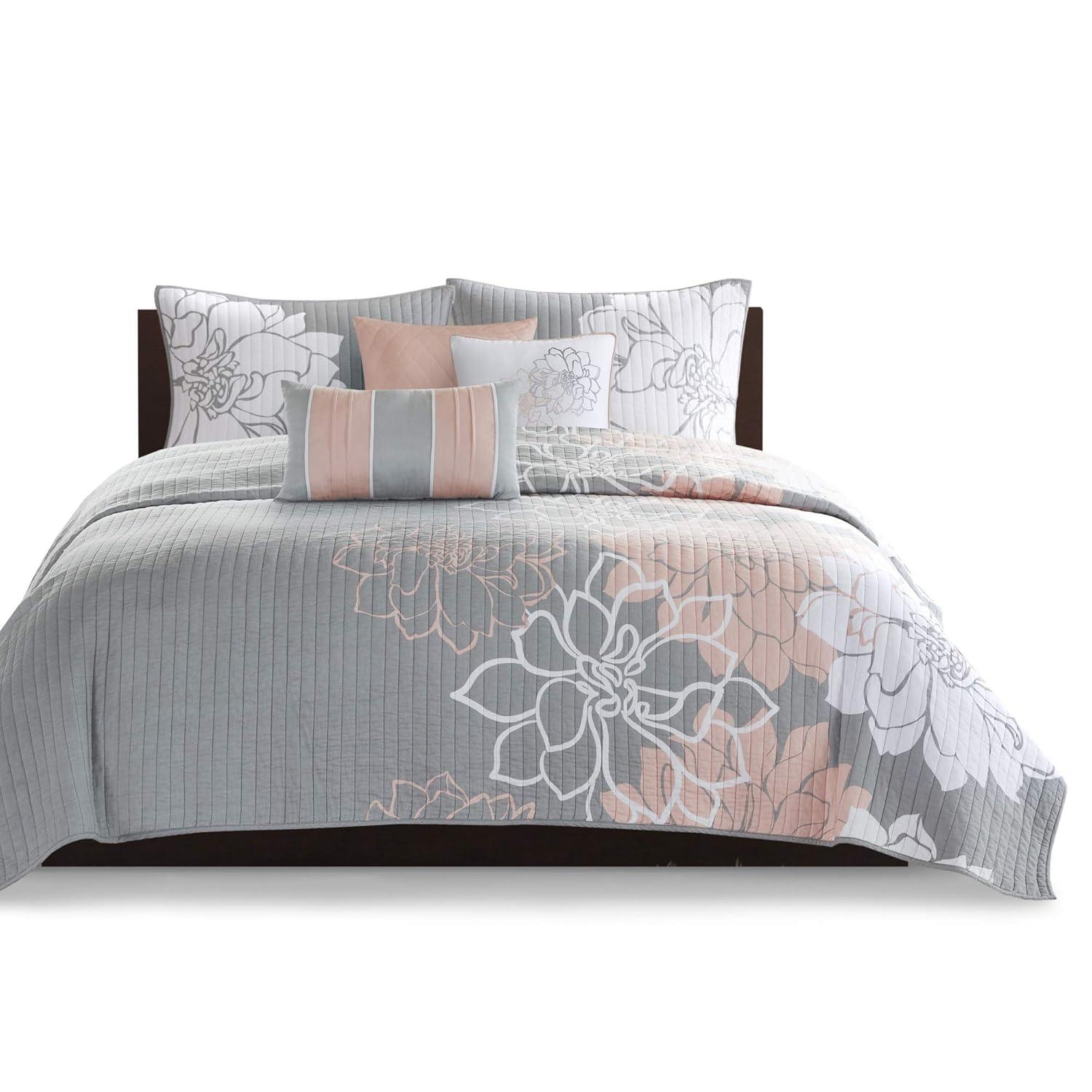 Madison Park Lola Floral 6 Piece Reversible Cotton Quilt Set