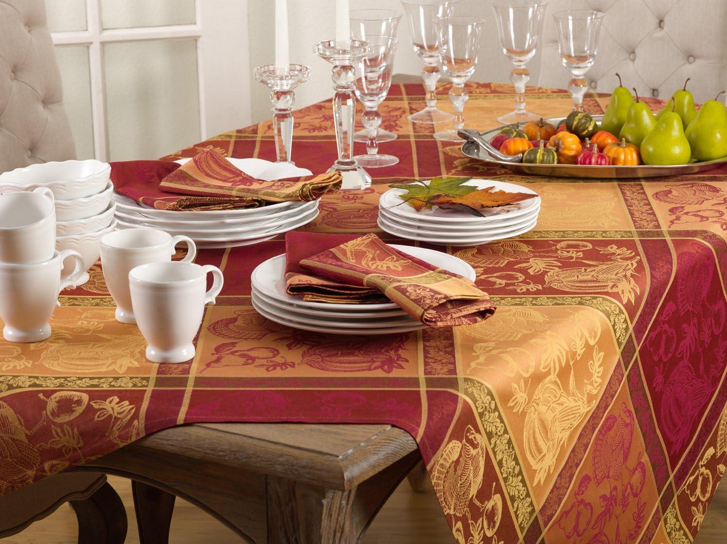 Saro Lifestyle Thanksgiving Fall Holiday Design Jacquard Cotton Blend Runner