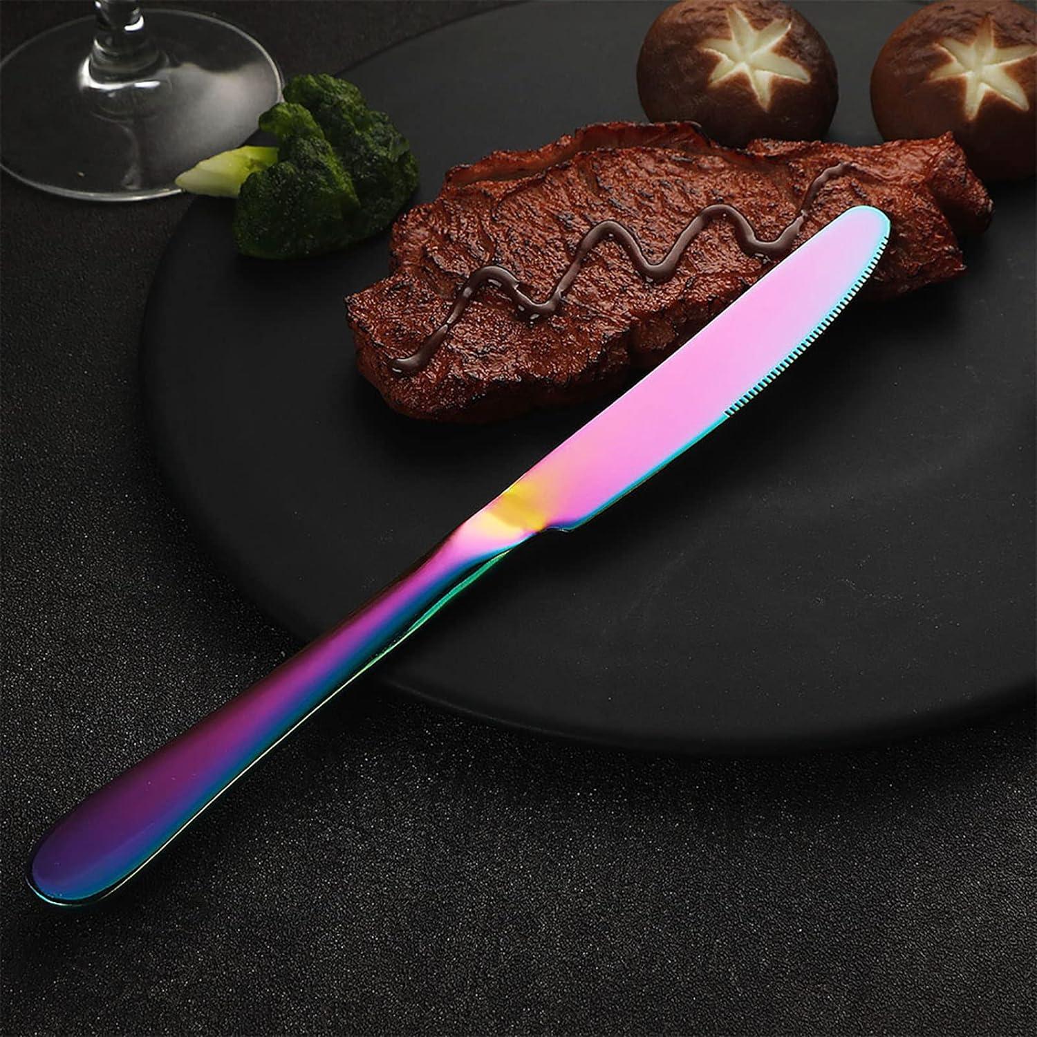 VANDBAO Rainbow Flatware Cutlery Silverware Set 20 Pieces, Stainless Steel Colorful Utensils, Tableware Set Service for 4, Include Knife/Fork/Spoon, Reusable, Mirror Polished, Dishwasher Safe C45