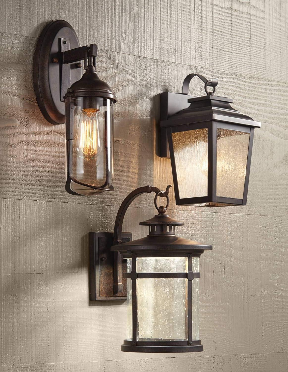 Chelsea Bronze 12" Outdoor Wall Sconce with Clear Seeded Glass