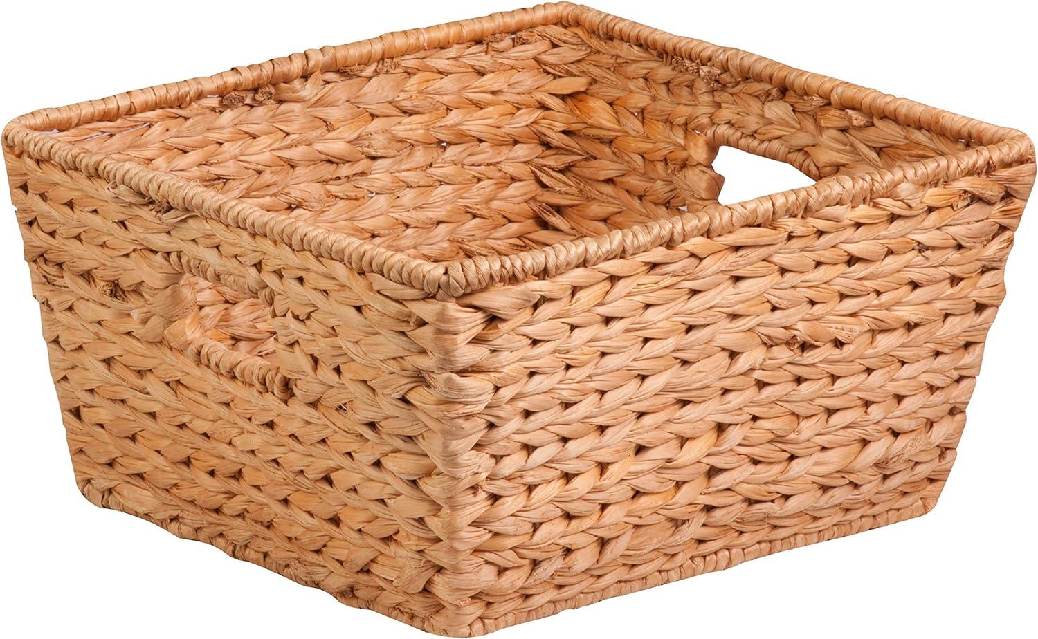 Natural Wicker Square Storage Basket with Handles