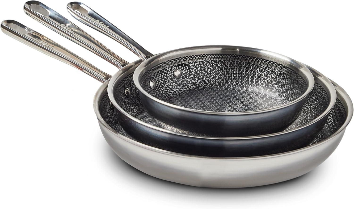 Tri-Ply Stainless Steel Nonstick Fry Pan Set, 3-Piece