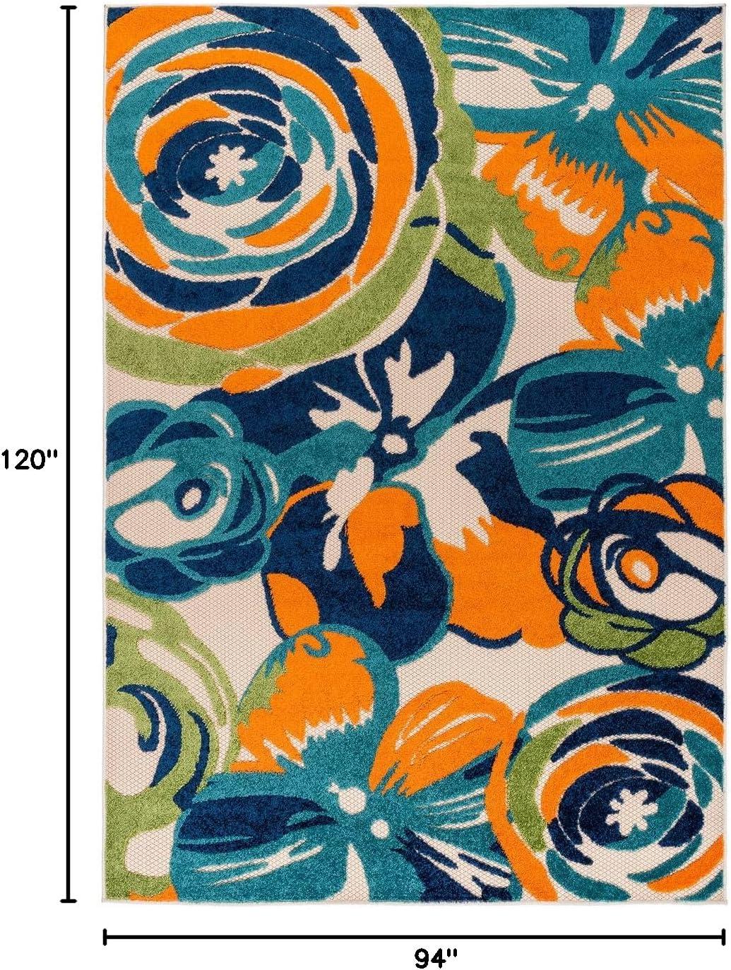 World Rug Gallery Modern Floral Indoor/Outdoor Area Rug - Multi 7'10" x 10'