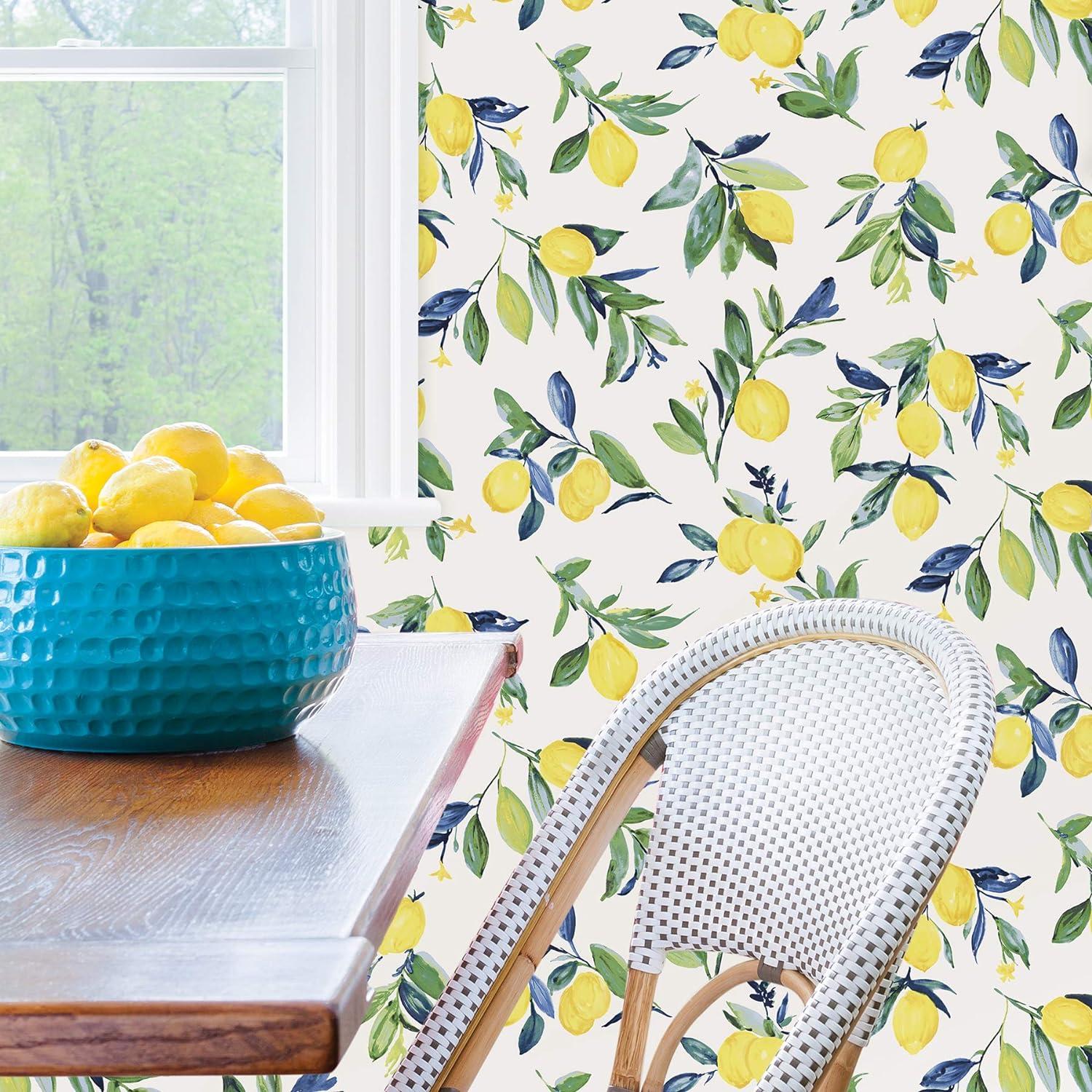 Lemon Drop Yellow and Green Vinyl Peel and Stick Wallpaper