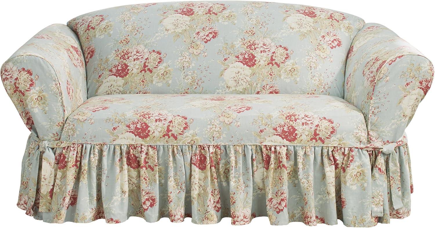 Waverly  Ballad Bouquet 1 Piece Loveseat Slipcover Robin's Egg