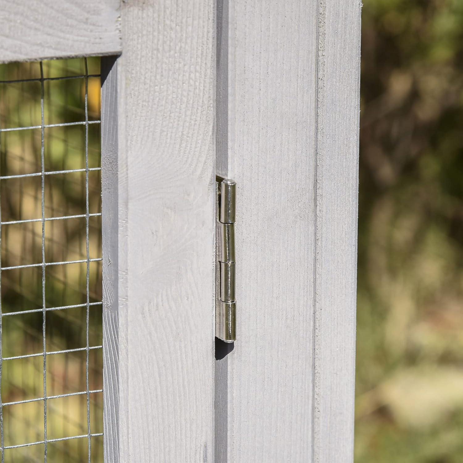 PawHut 83" Wooden Rabbit Hutch Large Bunny Hutch House with Double Run, Removable Tray and Waterproof Roof for Outdoor, Gray