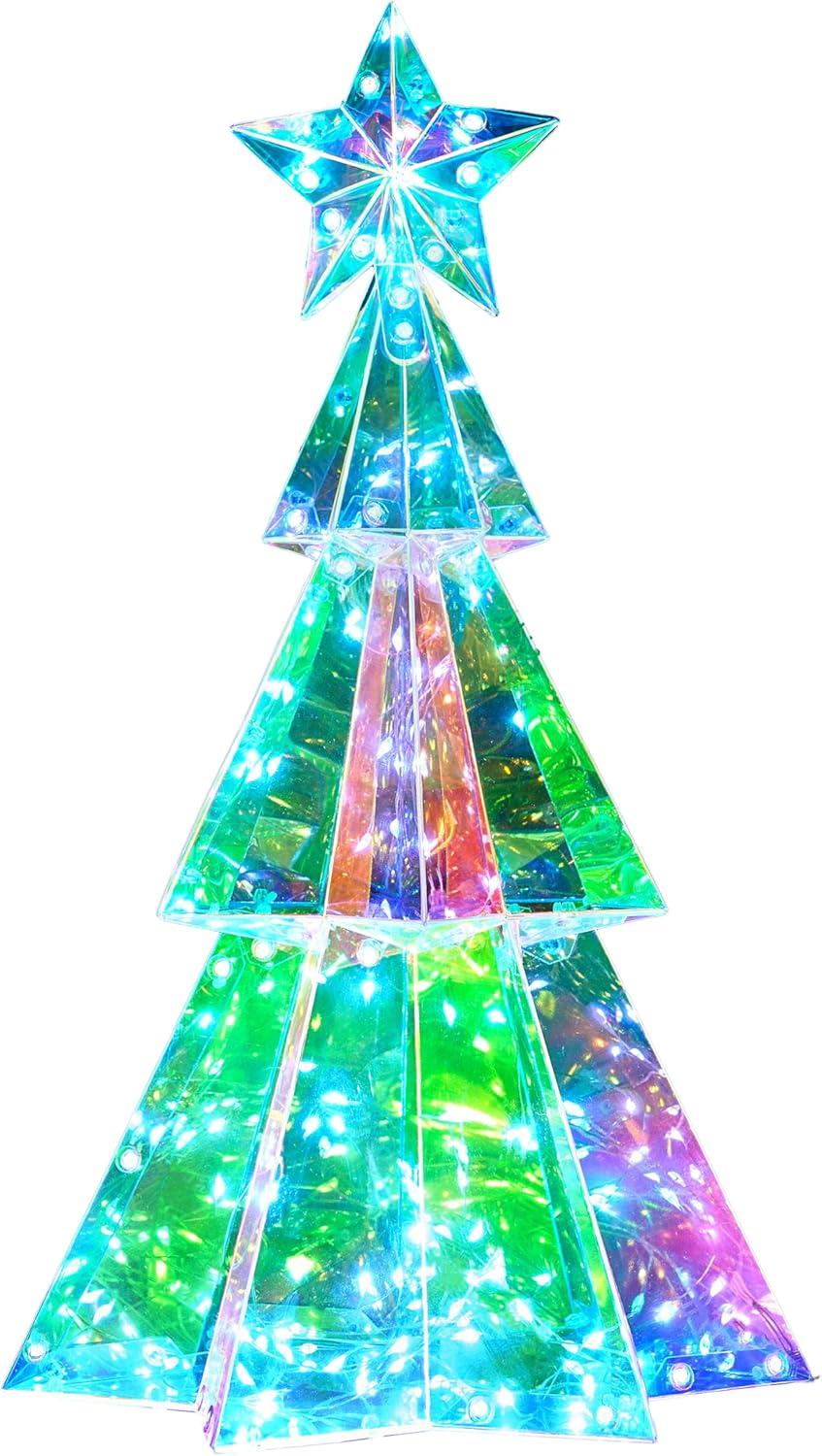 15" Multicolor Prismatic PVC Christmas Tree Light