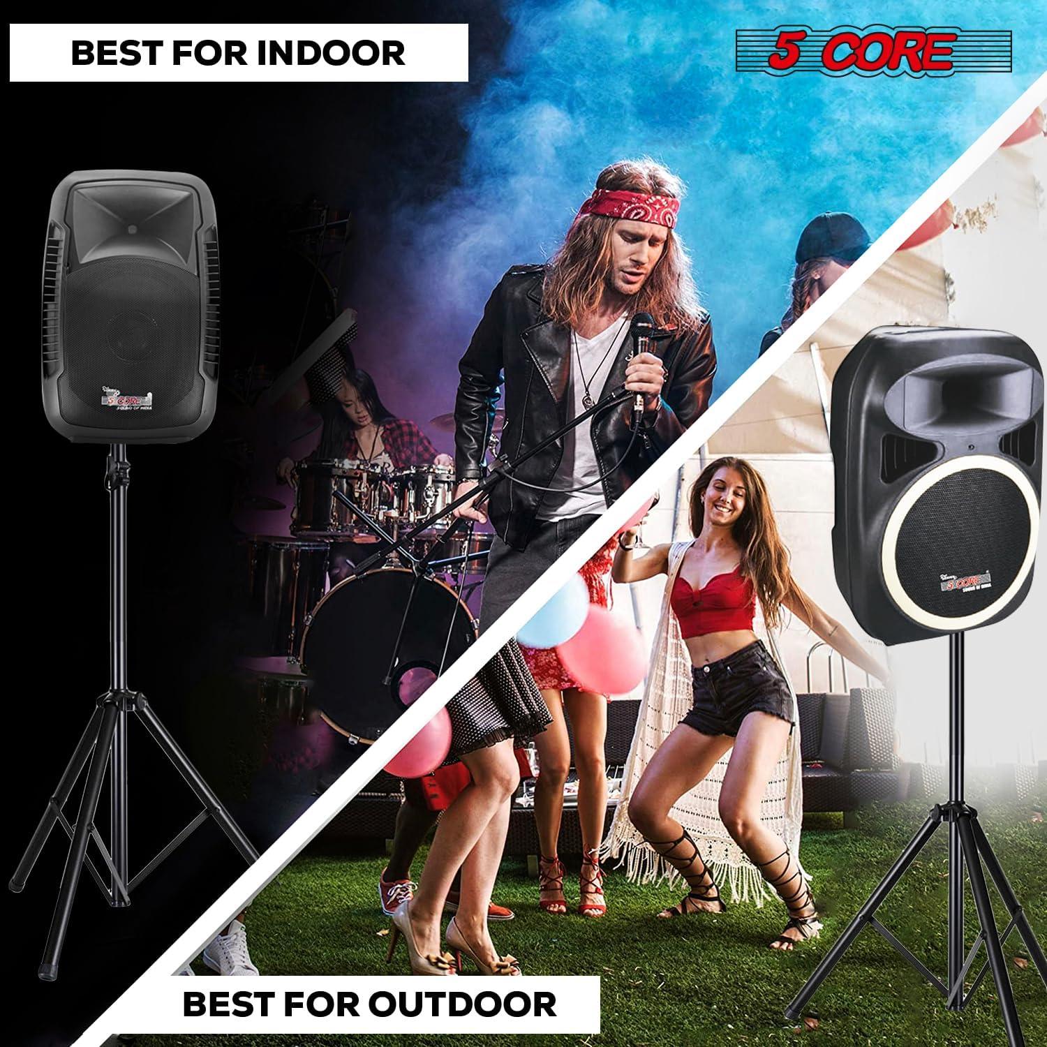 Inbox Zero 5 Core Speaker Stand Tripod Heavy Duty Adjustable Up to 72 Inch DJ Studio Monitor Stands Pole Mount