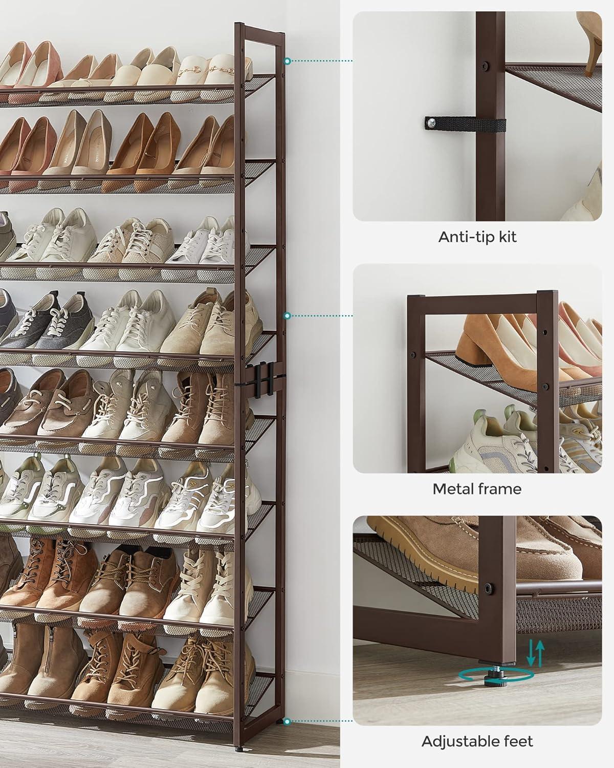 Bronze 8-Tier Stackable Metal Shoe Rack