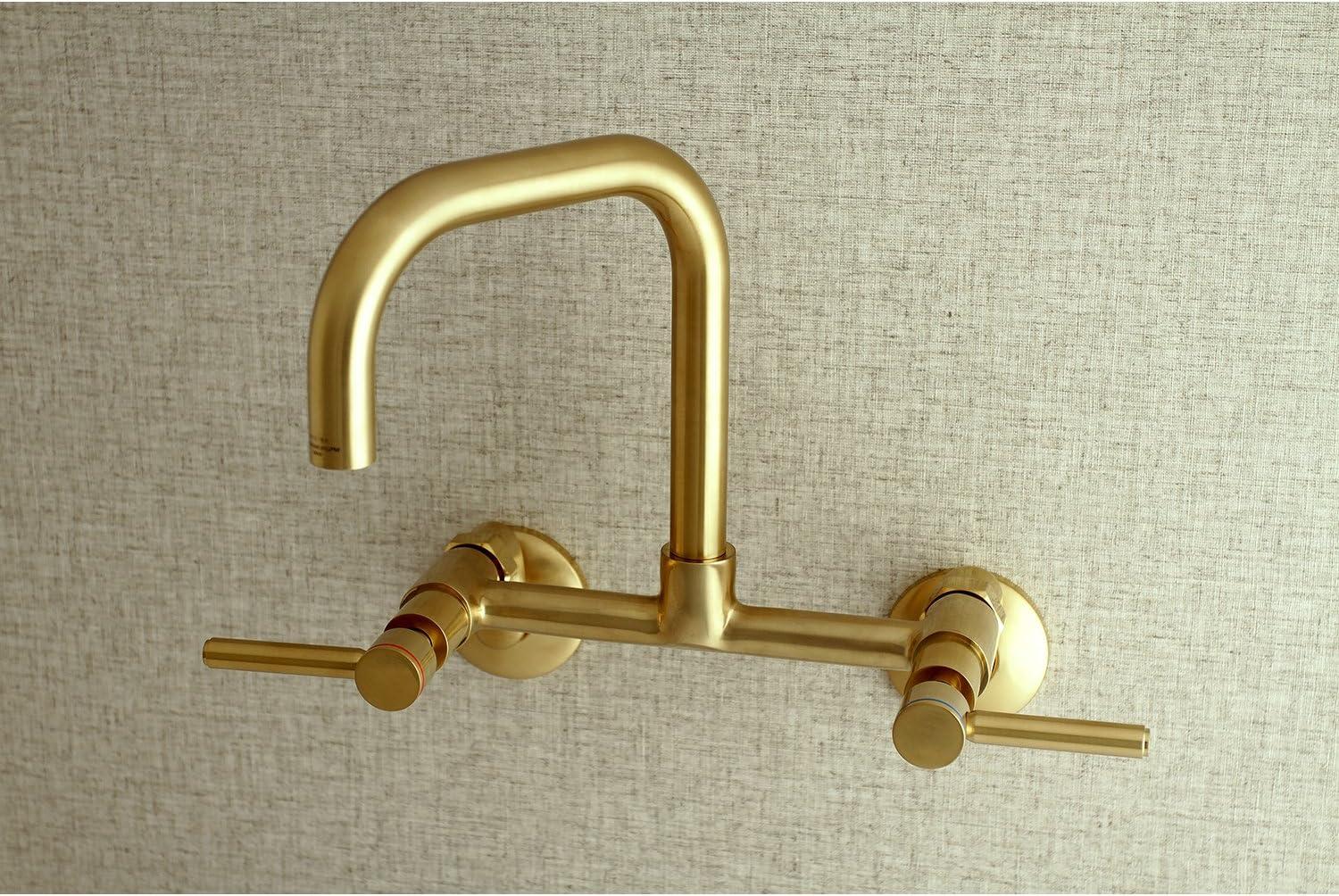Kingston Brass Concord Double-Handle 2-Hole Wall-Mount Bridge Kitchen Faucet