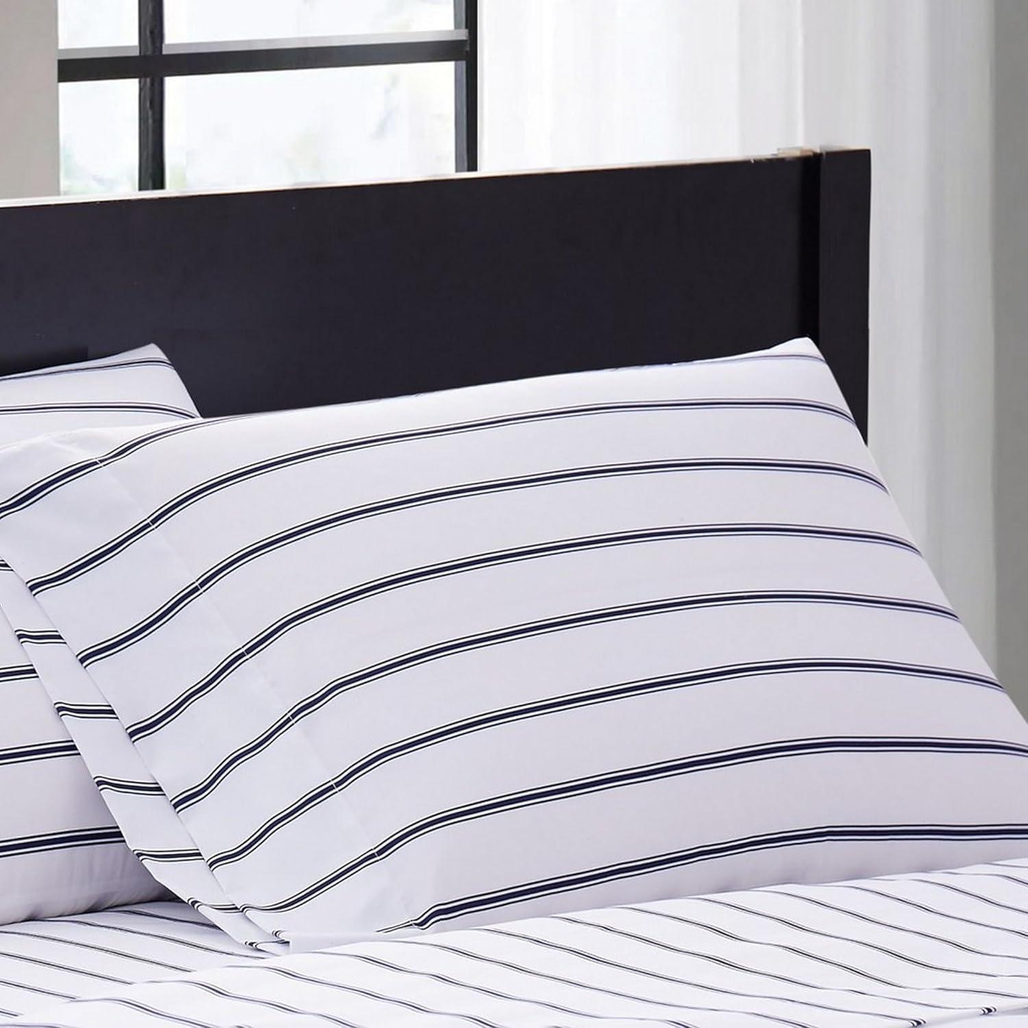 Full Ticking Stripe Sheet Set Navy - Truly Soft