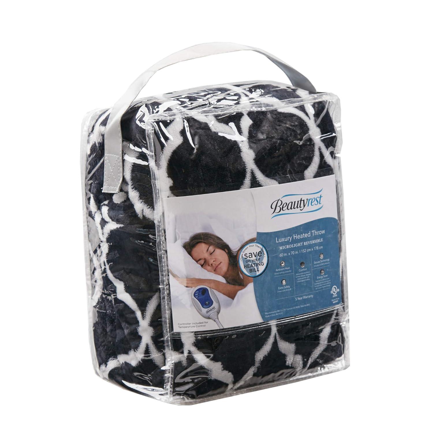 Black and White Knitted Electric Fleece Throw Blanket