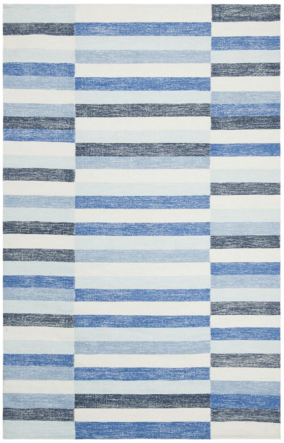 Striped Kilim STK411 Hand Woven Area Rug - Blue - 5'x8' - Safavieh.