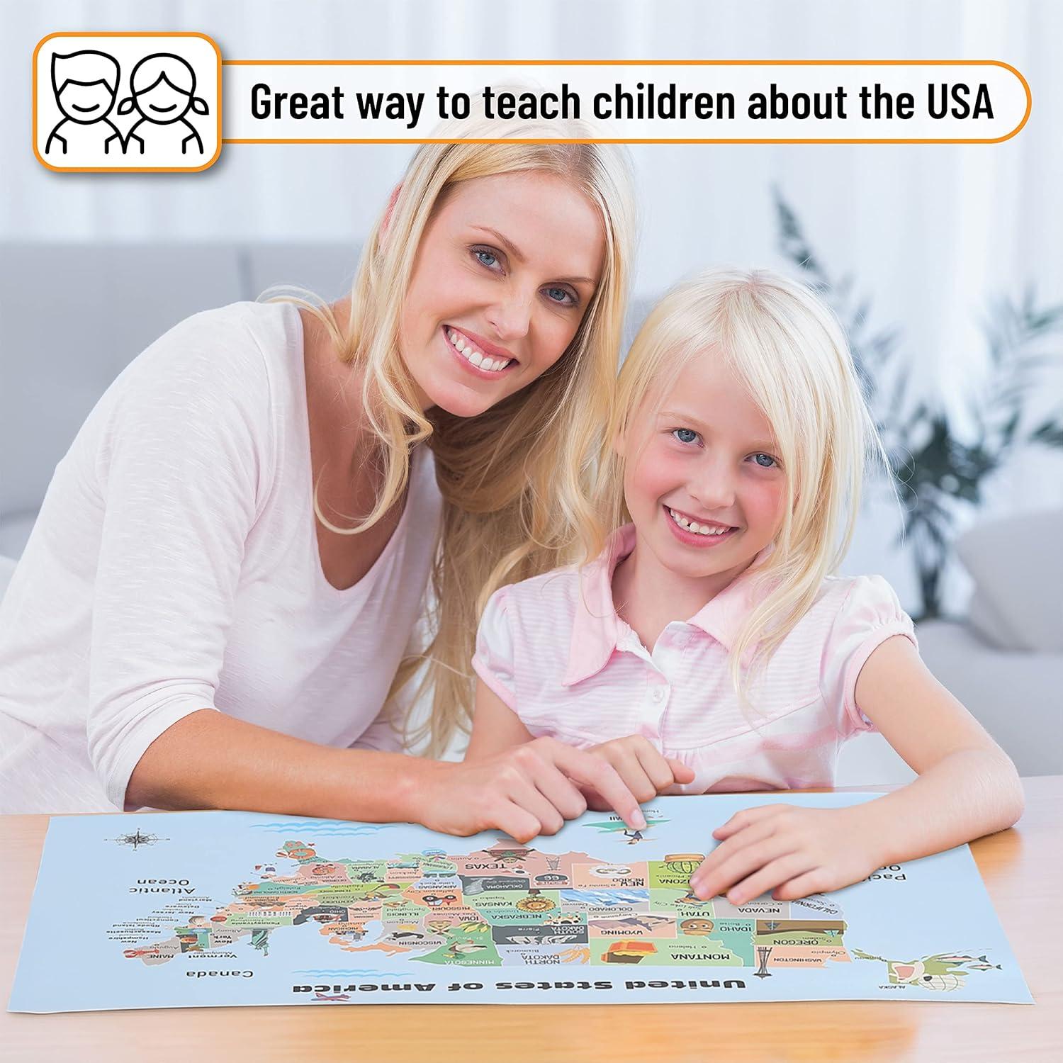 Mr. Pen- United States Map for Kids, 14.5”x 24.6”, Us Map for Kids Learning, Map of Usa, Wall Maps, Usa Map Poster