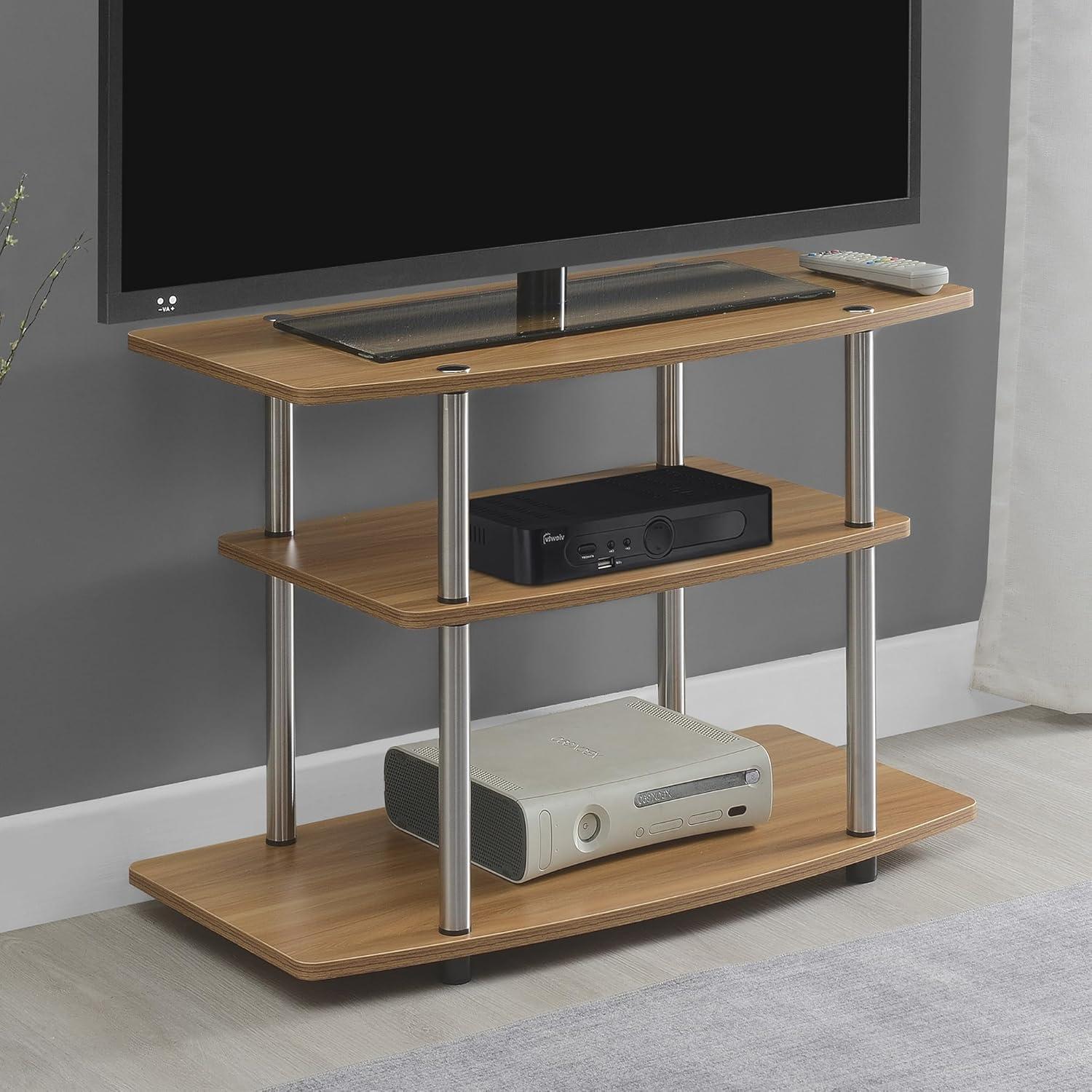 Convenience Concepts Designs2Go No Tools 3 Tier TV Stand, Light Oak