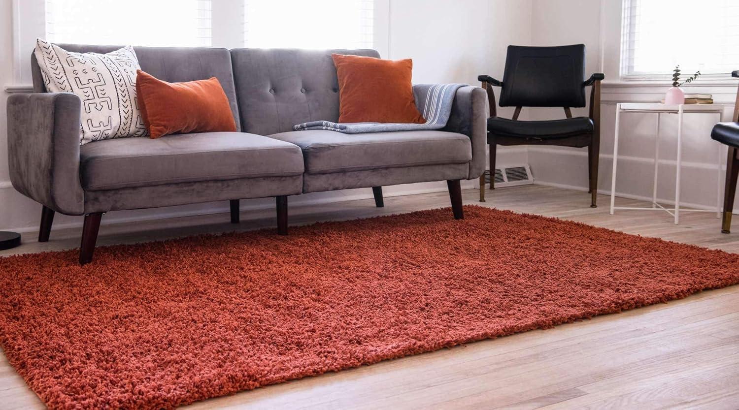 Unique Loom 8' 0 x 11' 0 Rectangle Solid Shag Terracotta Area Rug