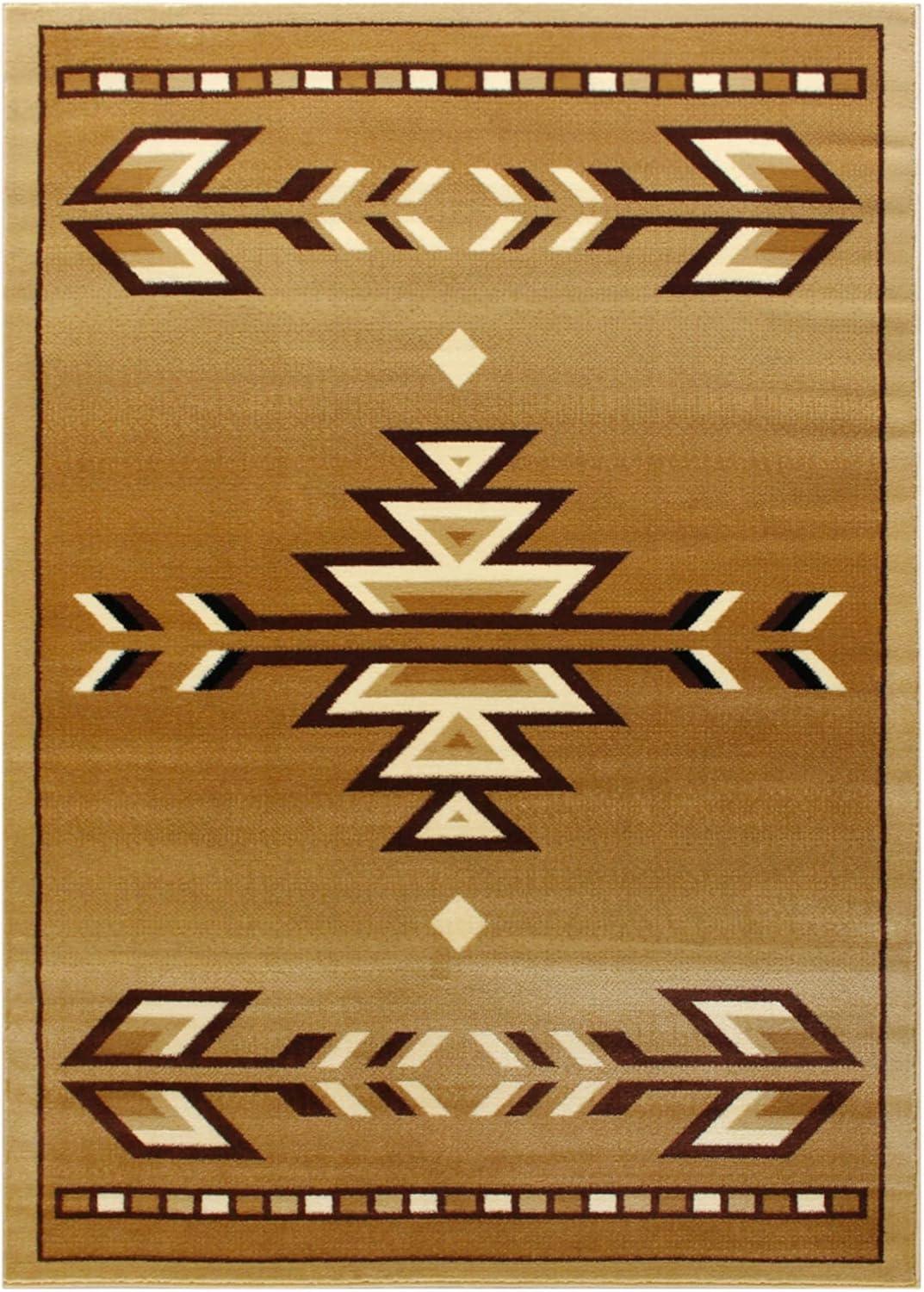 Southwestern Beige 5' x 7' Reversible Synthetic Area Rug