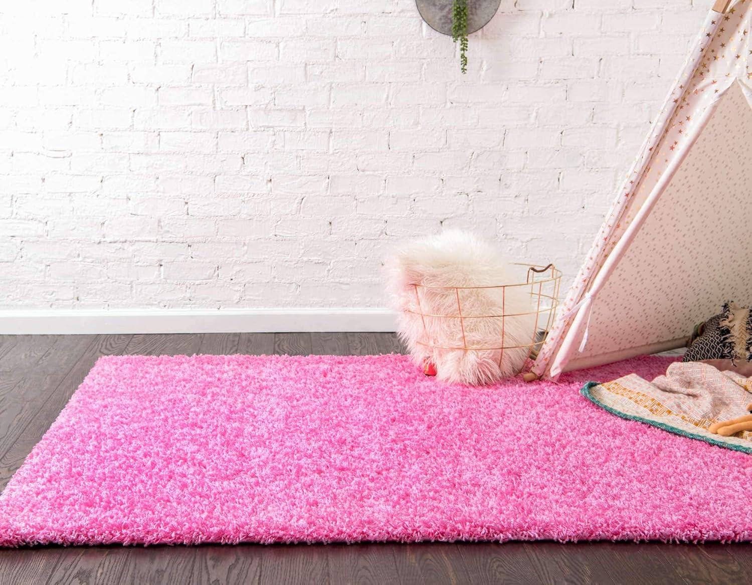 Unique Loom 2' 0 x 3' 1 Solid Shag Taffy Pink Area Rug