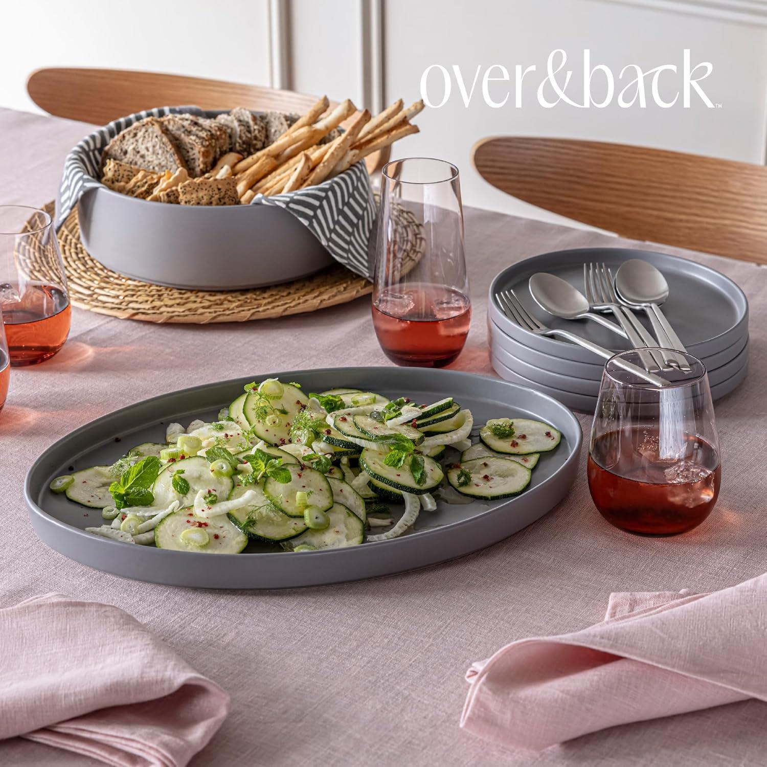 over&back Stackable Oval Serving Platter - Semi - Perfect for Tabletop & Décor