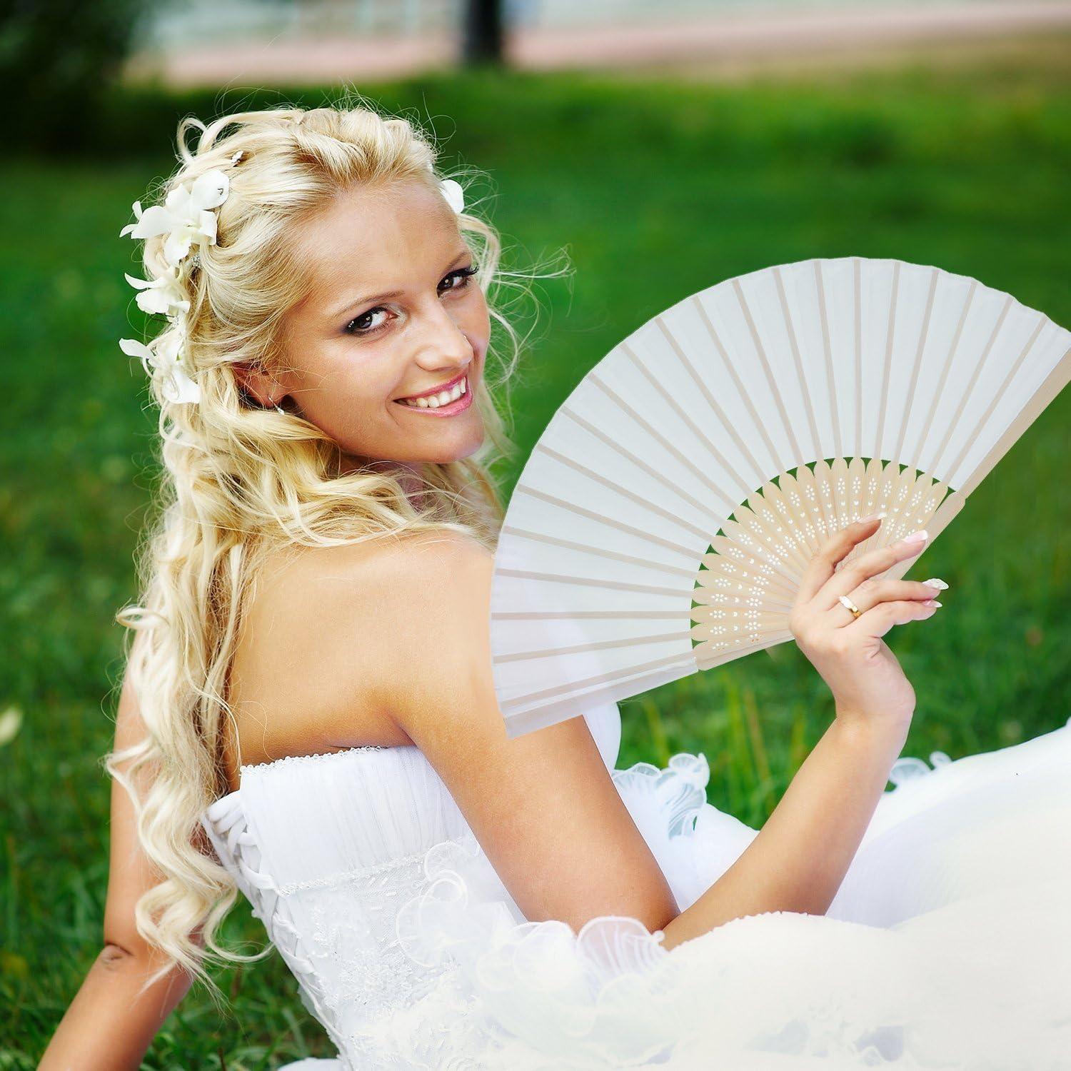 Multicolor Silk Bamboo Foldable Handheld Fans Set