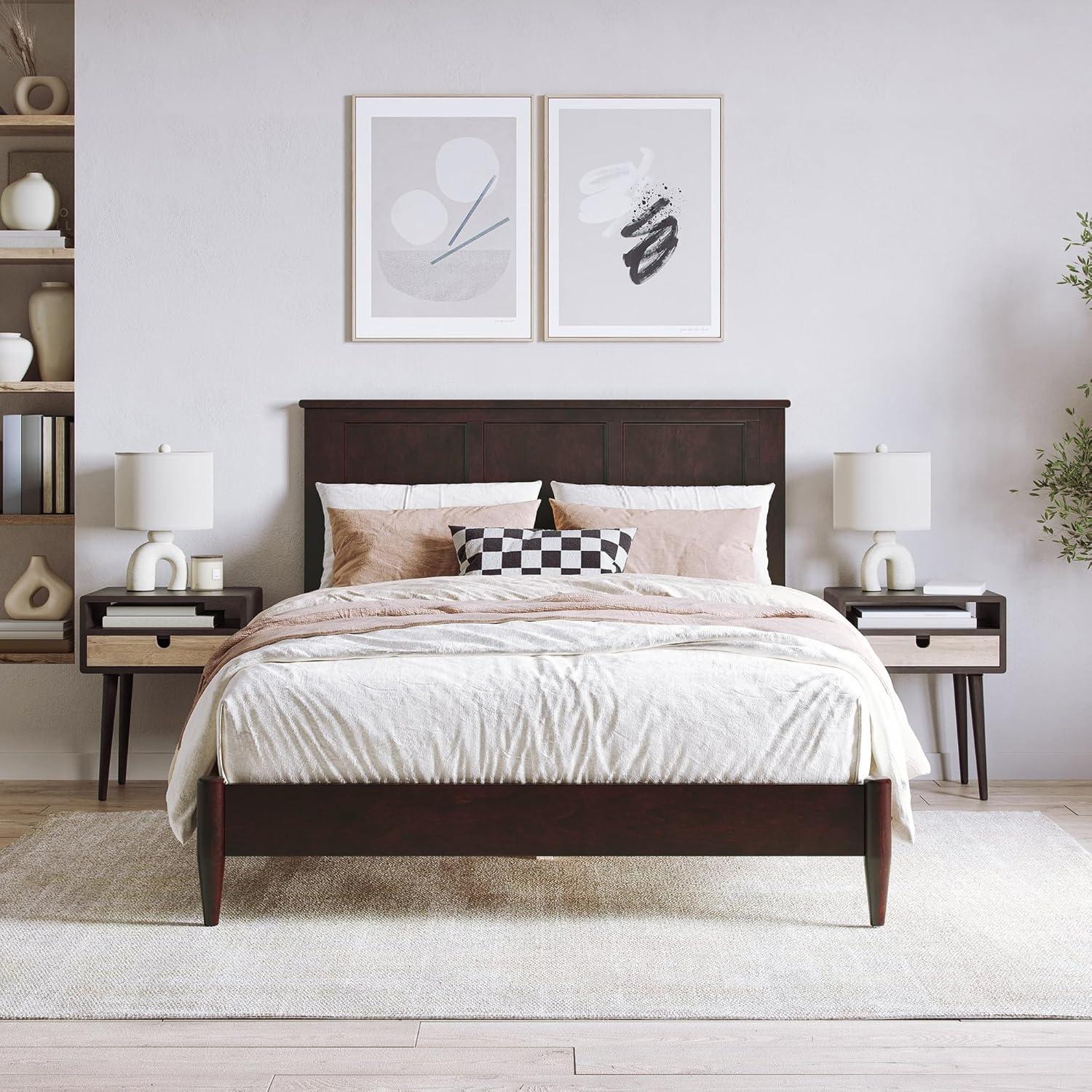 AFI Charlotte Full Solid Wood Low Profile Platform Bed, Espresso