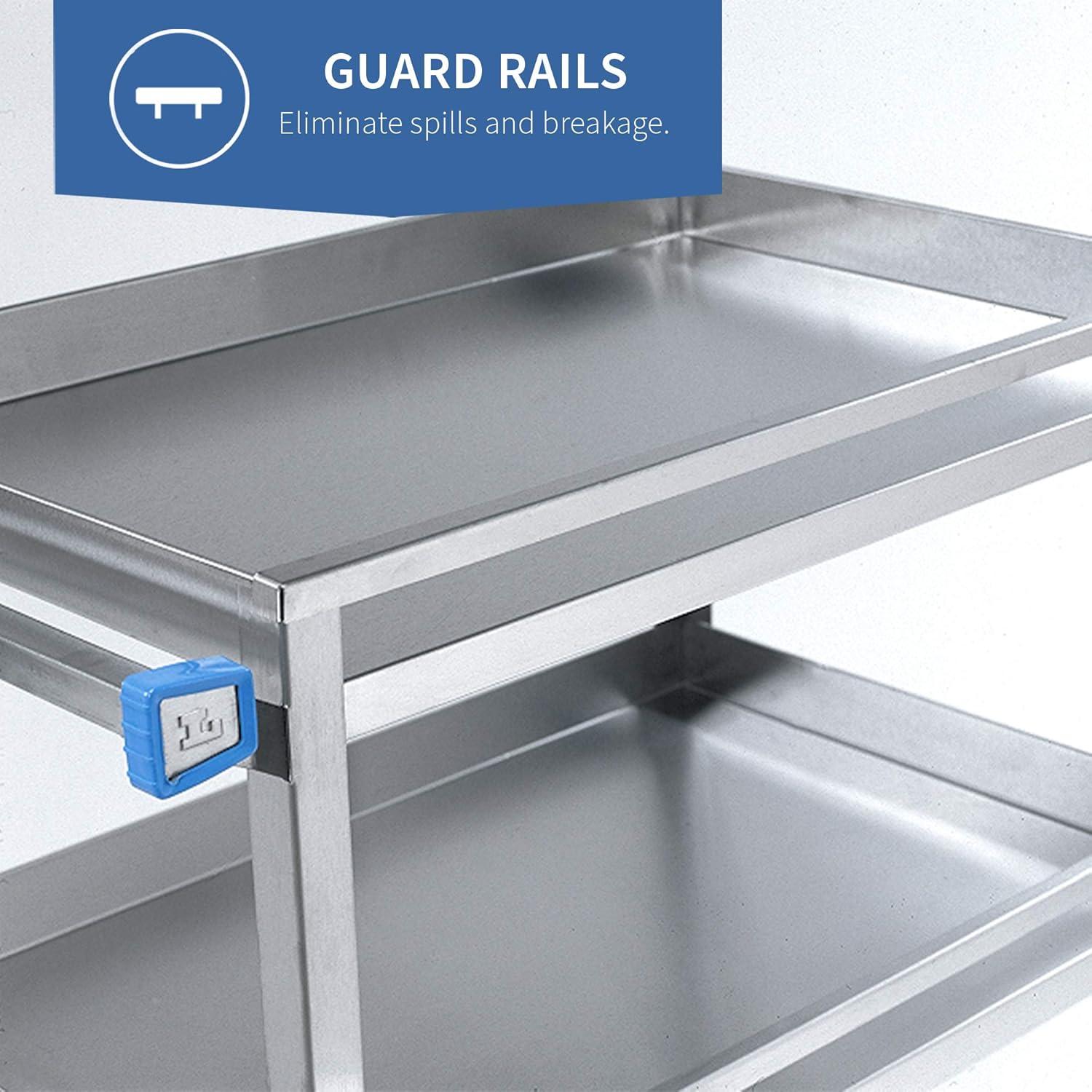 Stainless Steel 3-Shelf Guard Rail Utility Cart