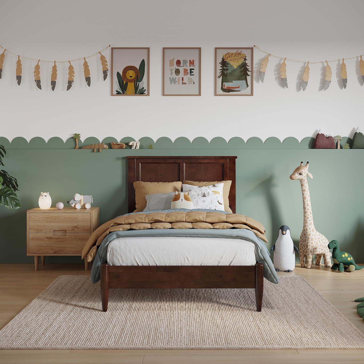AFI Charlotte King Solid Wood Low Profile Platform Bed, Walnut