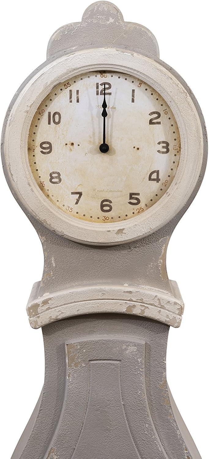 Distressed Gray Wood Grandfather Style Wall Clock