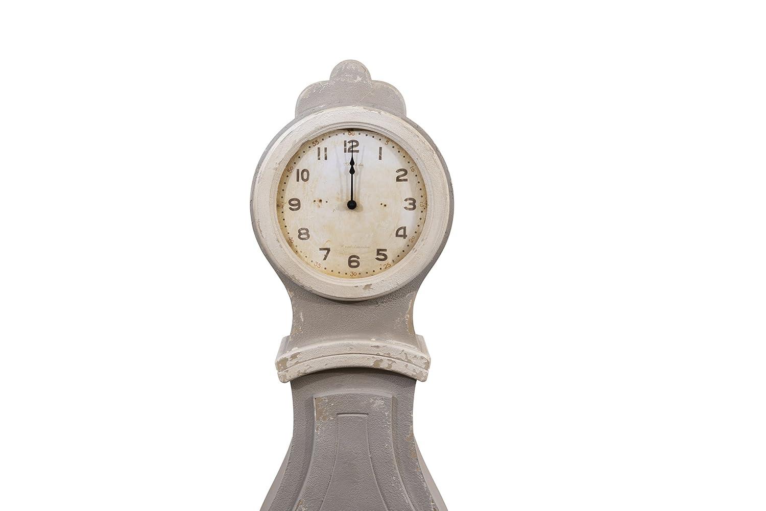 Distressed Gray Wood Grandfather Style Wall Clock