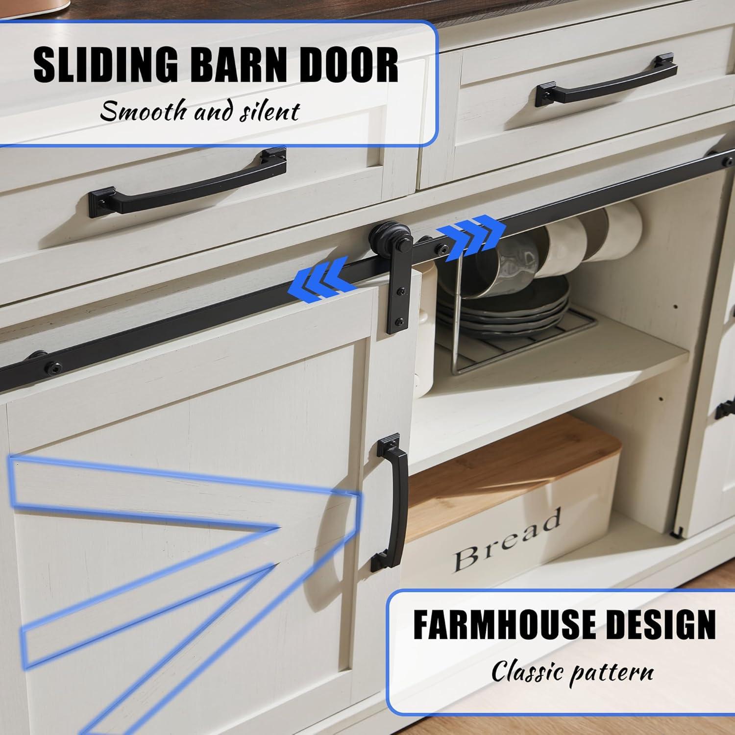 SinCiDo Buffet Cabinet with Storage, 34" Tall Wooden Arched Sideboard Cabinet with/Adjustable Shelf, Fluted Accent Cabinet for Dining Room, Kitchen