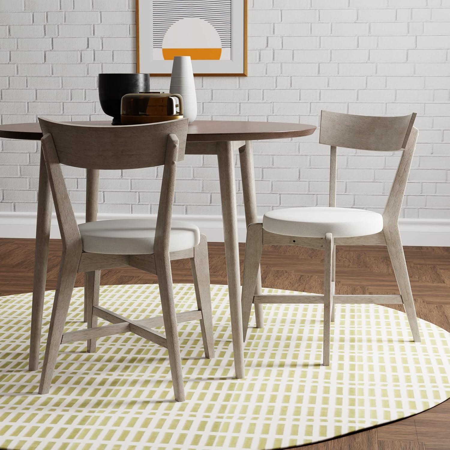 Gray Upholstered Wood Side Chair with Slat Back