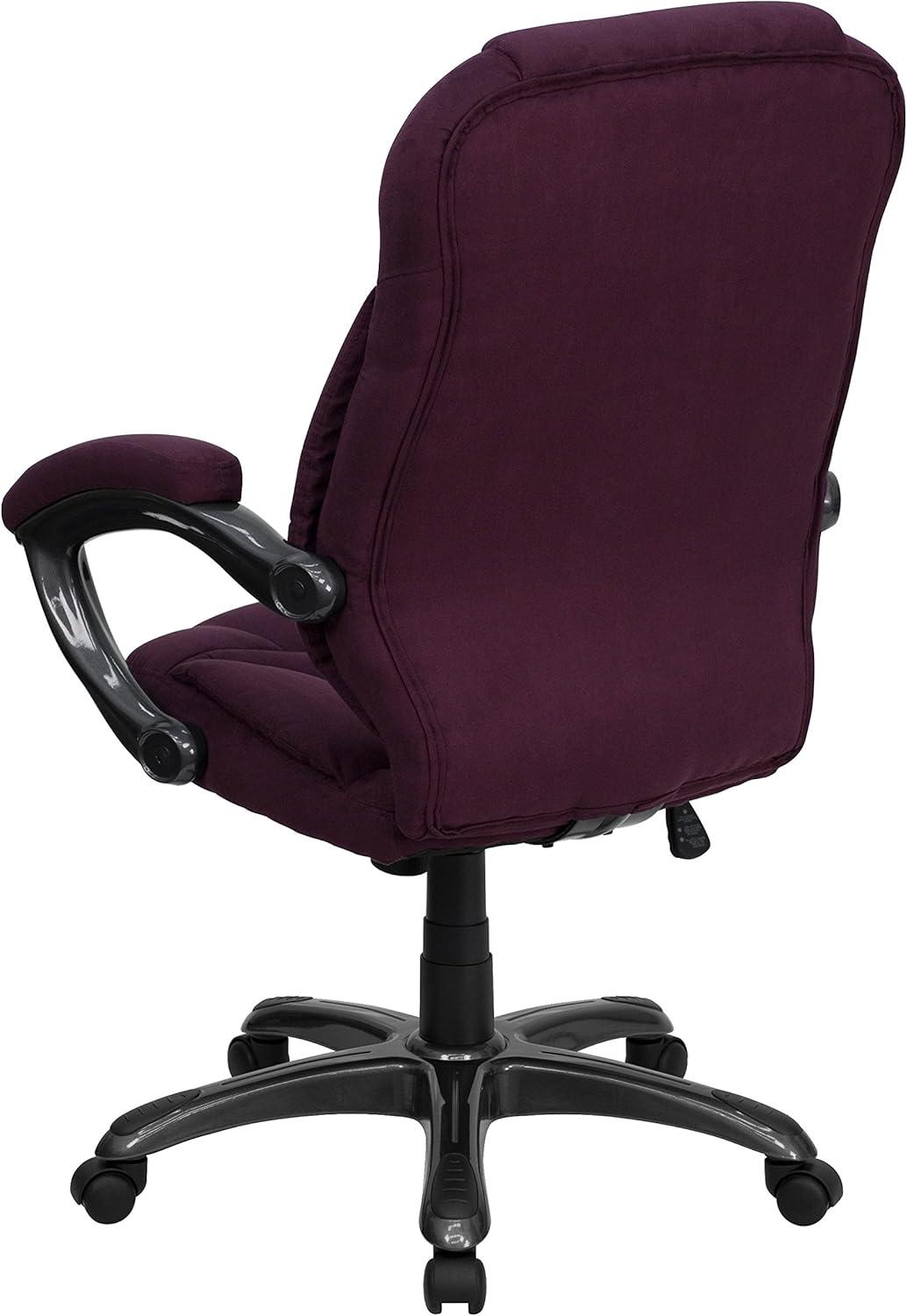 BizChair High Back Grape Microfiber Contemporary Executive Swivel Ergonomic Office Chair with Arms