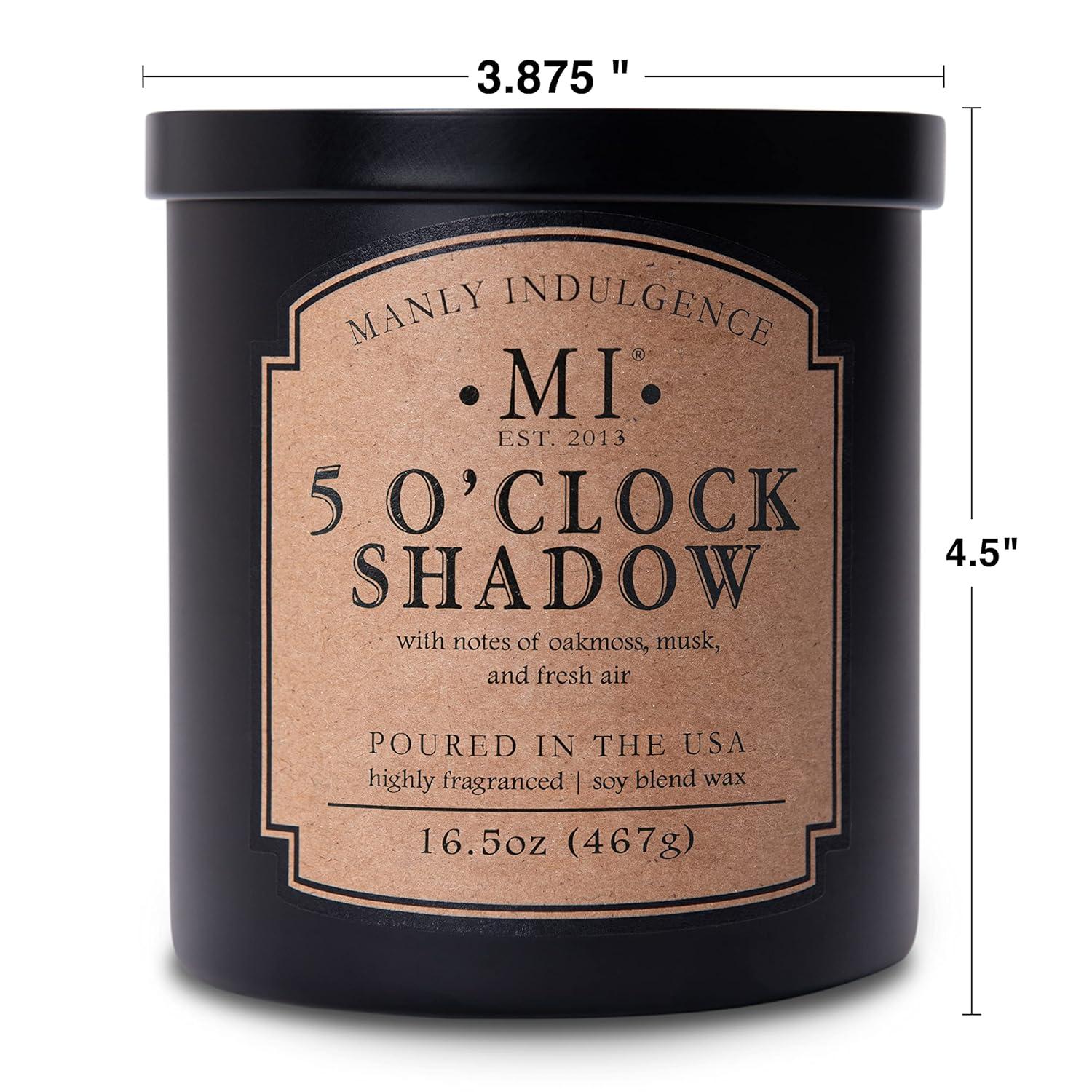 Manly Indulgence Classic+ Five O'Clock Scented Jar Candle, 2 Wick, 16.5 oz, 60h Burn, Aromatic