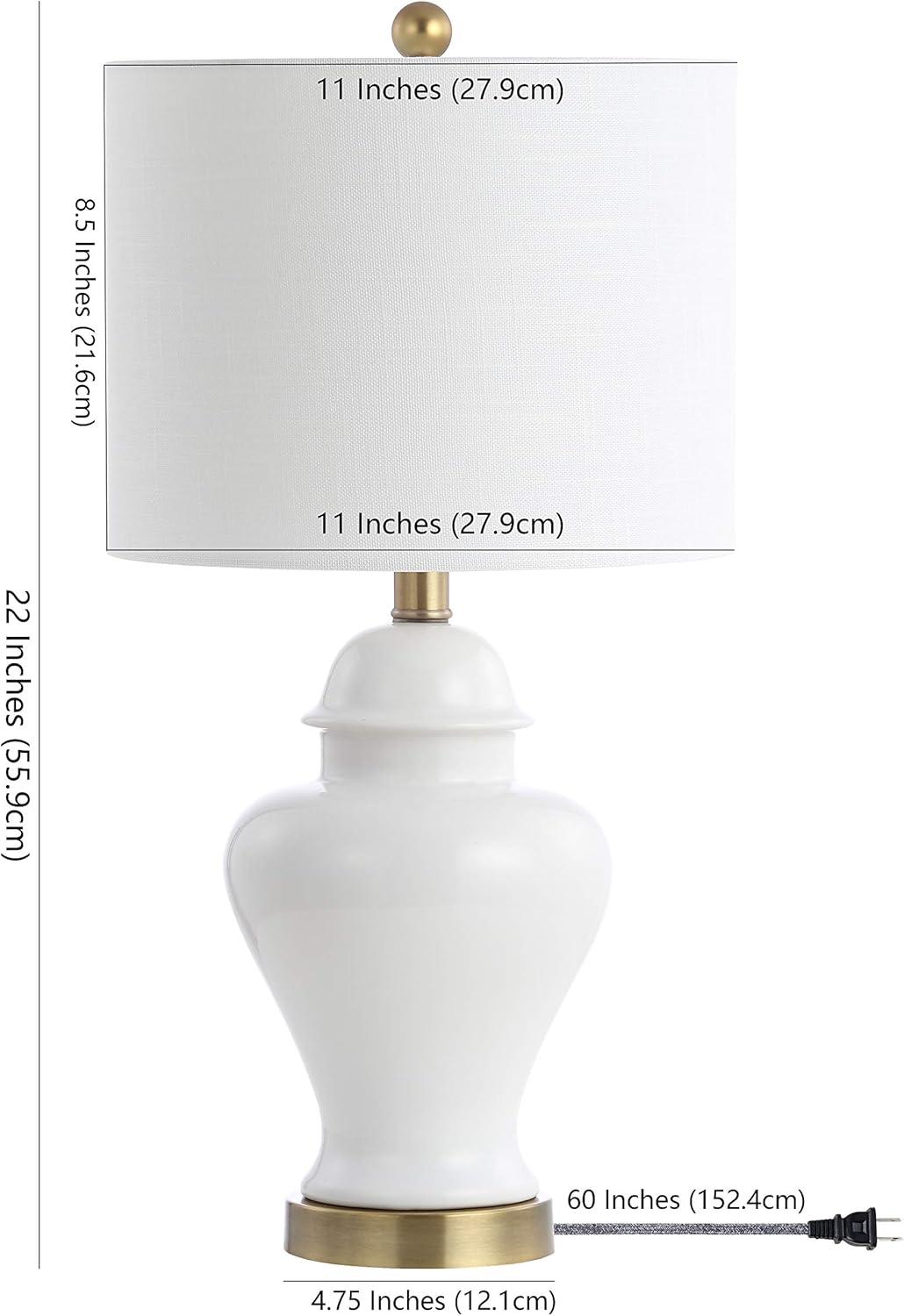 Qin 22 in. Ceramic/Iron Classic Cottage LED Table Lamp Set of 2, White