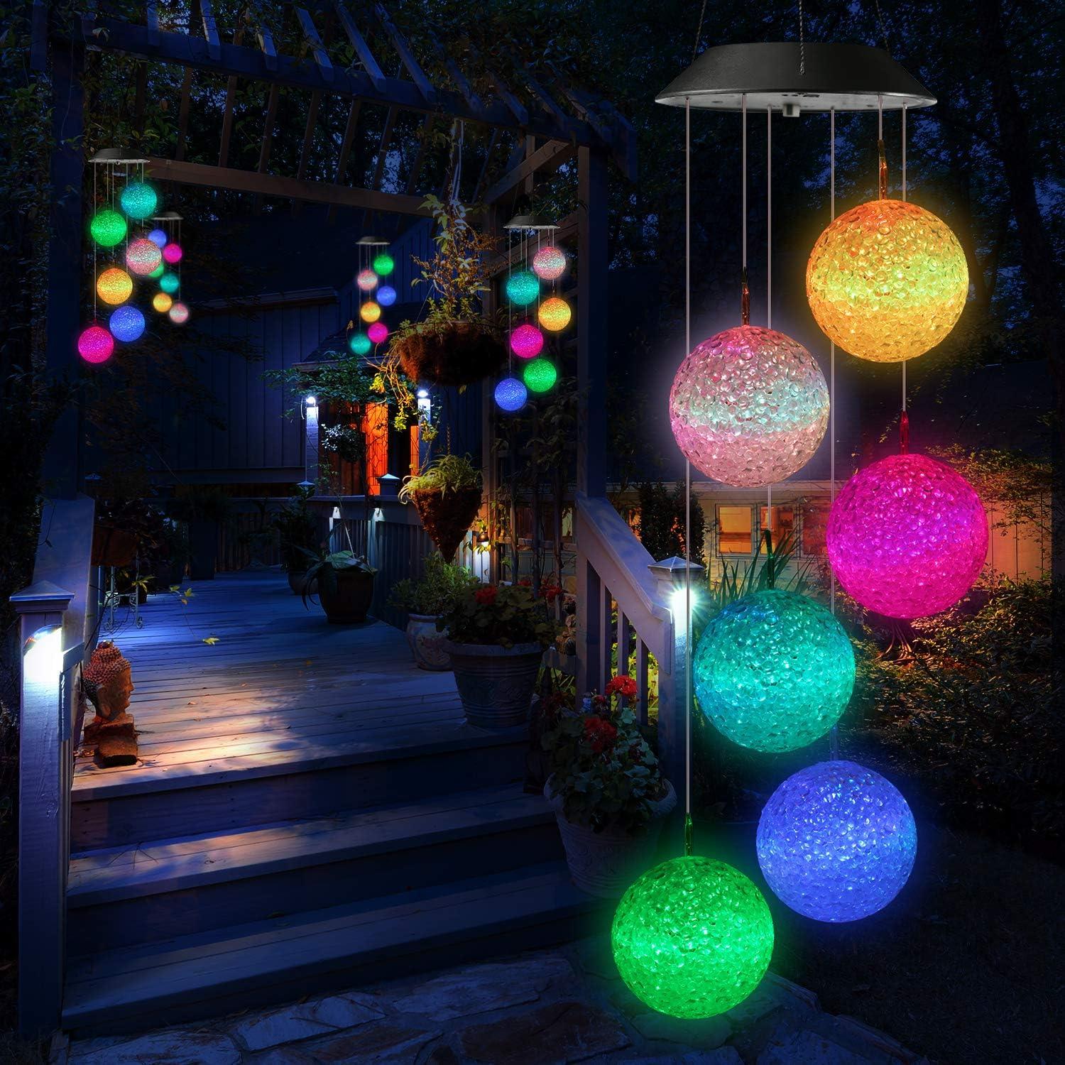 Toodour Solar String Lights, Color Changing Solar Ball Wind Chimes, LED Decorative Mobile, Waterproof Outdoor String Lights for Patio, Balcony, Bedroom, Party, Yard, Window, Garden, Easter Decorations