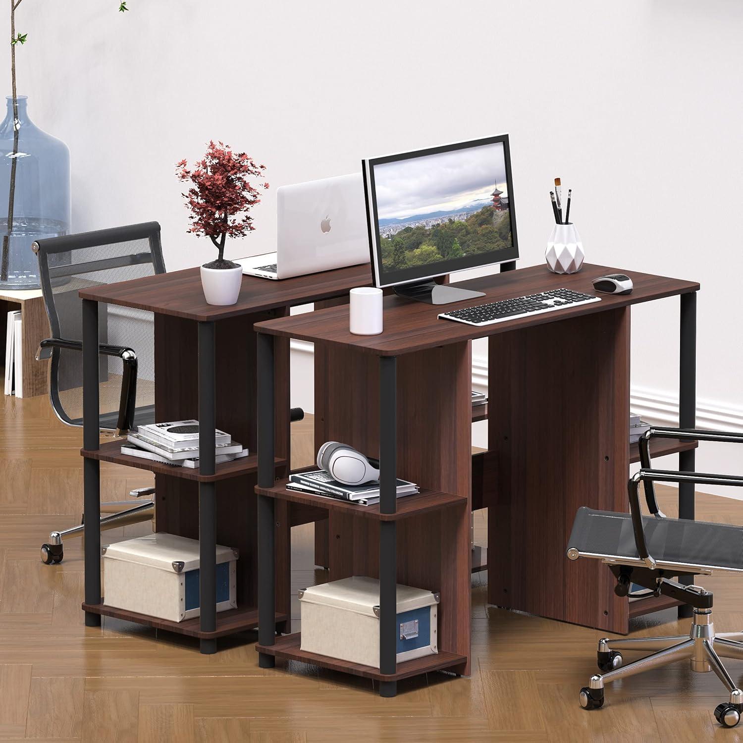 Cherry Wood Computer Desk with Drawer and Shelves