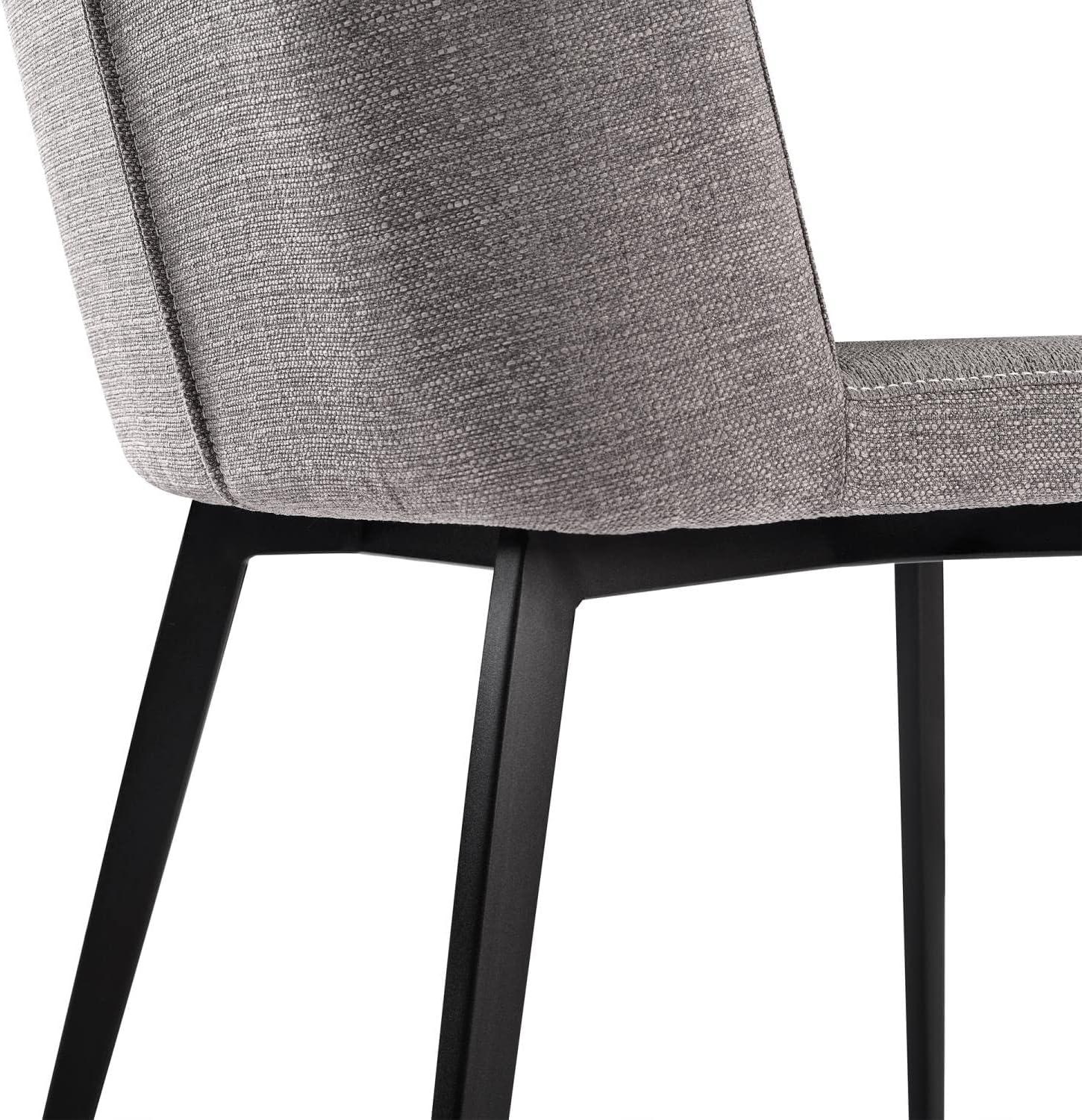 Set of 2 Gray Upholstered Metal Dining Chairs