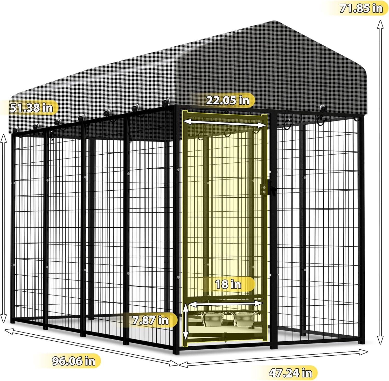 Zimtown Outdoor Dog Kennel Heavy Duty Dog Cage with Cover 8' x 4' x 6'