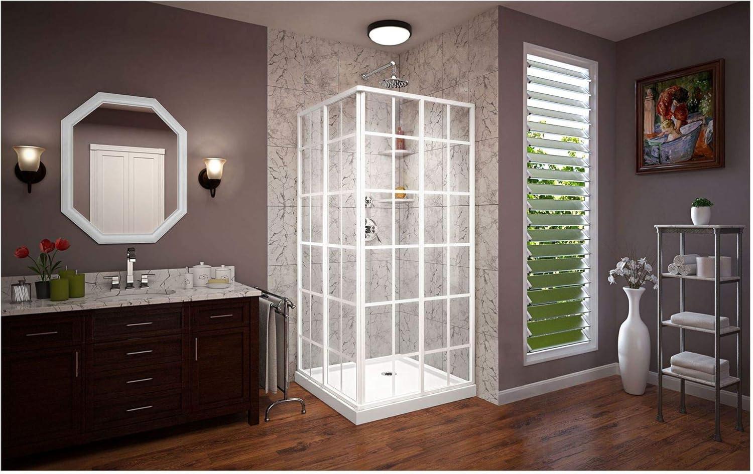 French Corner 36" W x 36" D x 74.75" H Framed Square Shower Kit