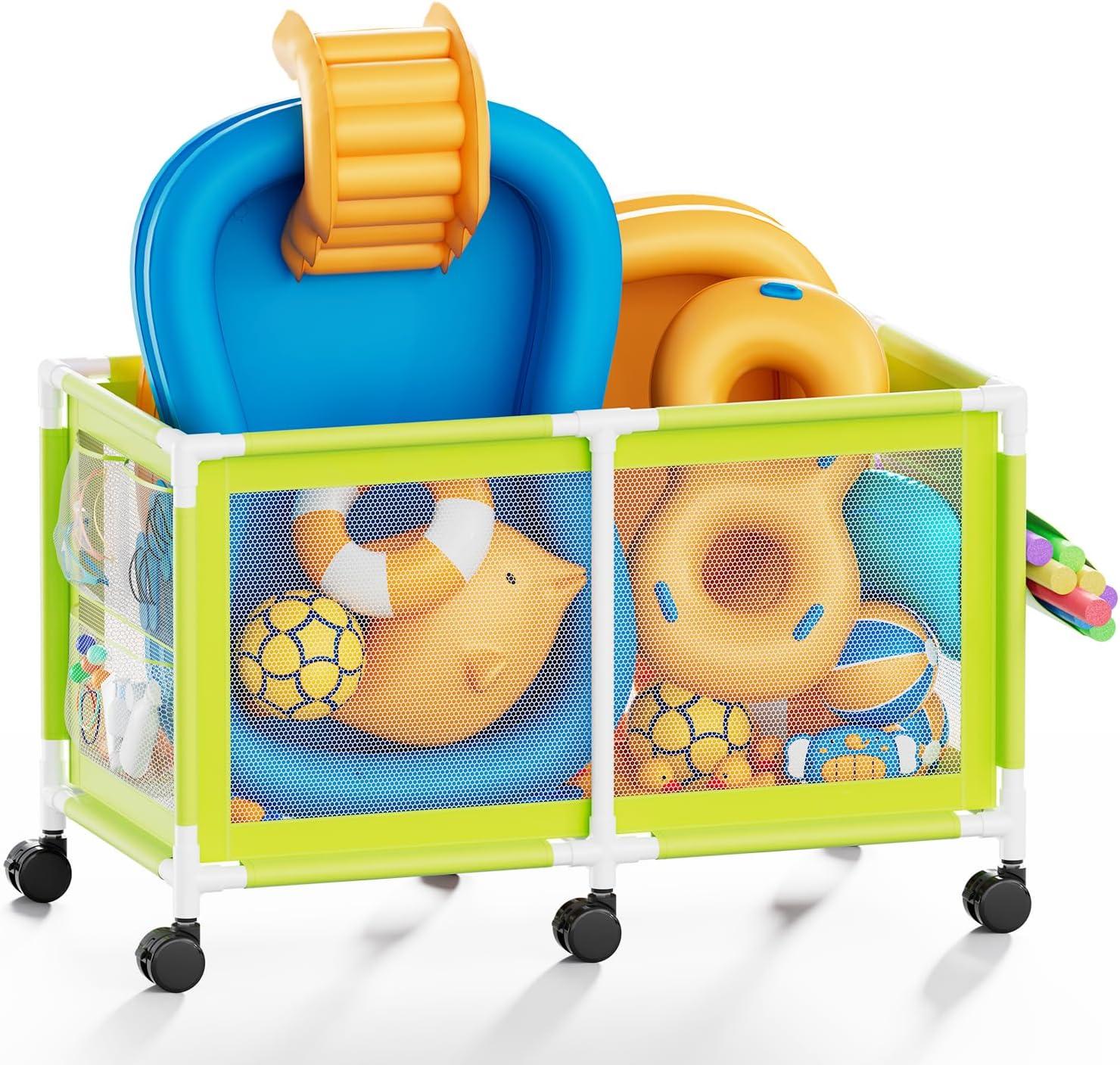 Rebrilliant 007D93BB8F684D4CA4067711D7E12131 Extra Large Pool Storage Bin, 235 Gallons, Waterproof & Heat-Resistant Pvc Mesh, Easy Assembly, 69" L X 32" W X 35" H, Vitality Mint